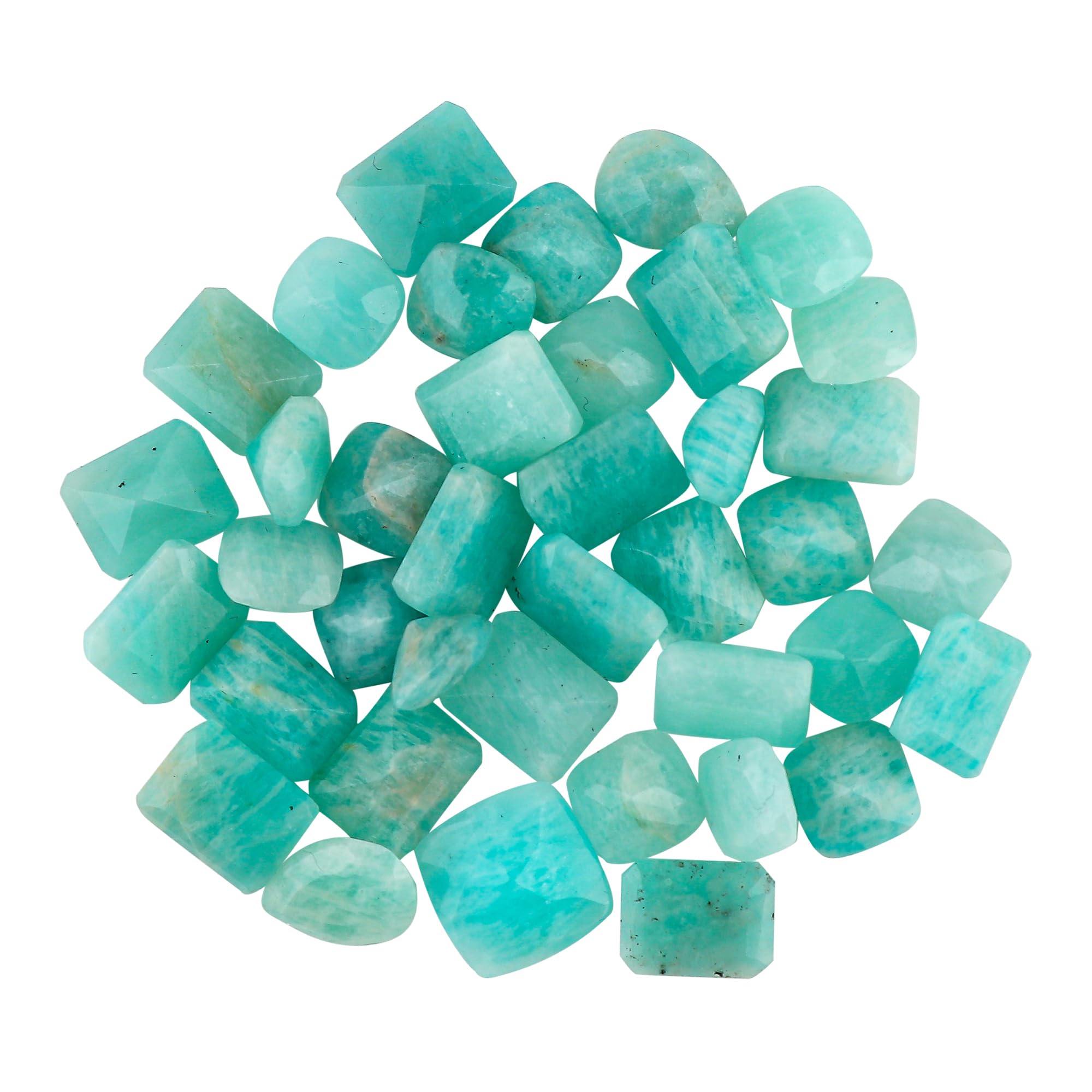 GEMKORA Natural Amazonite Facet Cut Gemstones Wholesale Cabochons for Jewelry Making Mix-Shapes, green, 7-10mm