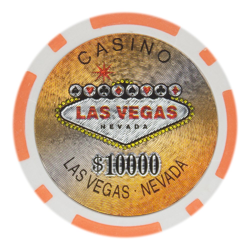 Brybelly Las Vegas Casino Poker Chip Heavyweight 14-gram Clay Composite โ Pack of 50 ($10000 Orange) โ image 1