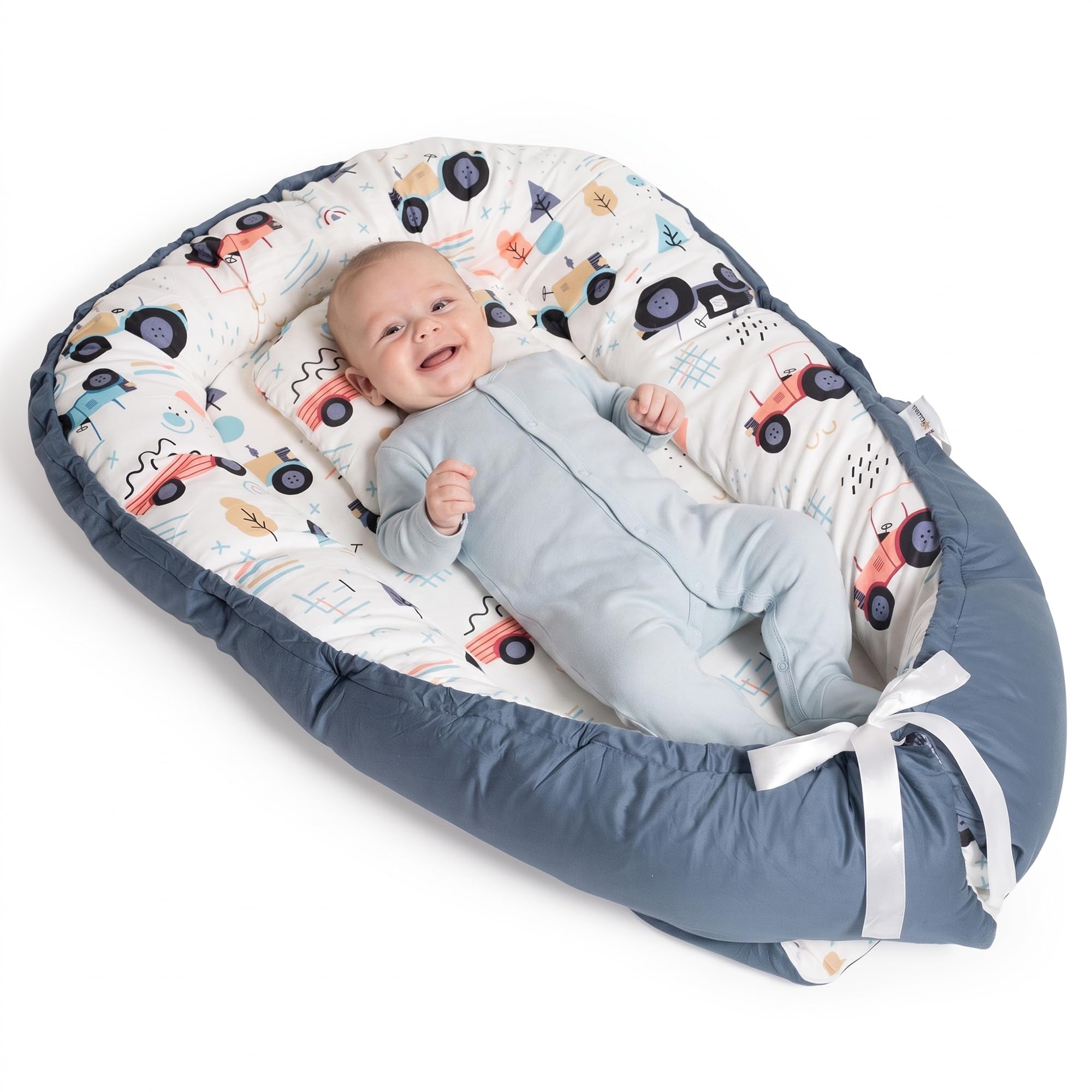 Reductor de Cuna para Bebé | Nido Bebé con Cojín Ergonómico, Funda Desenfundable y Lavable | Colchoneta Acolchada Suave con Estampado | Ideal para Cuna, Moisés y Colecho