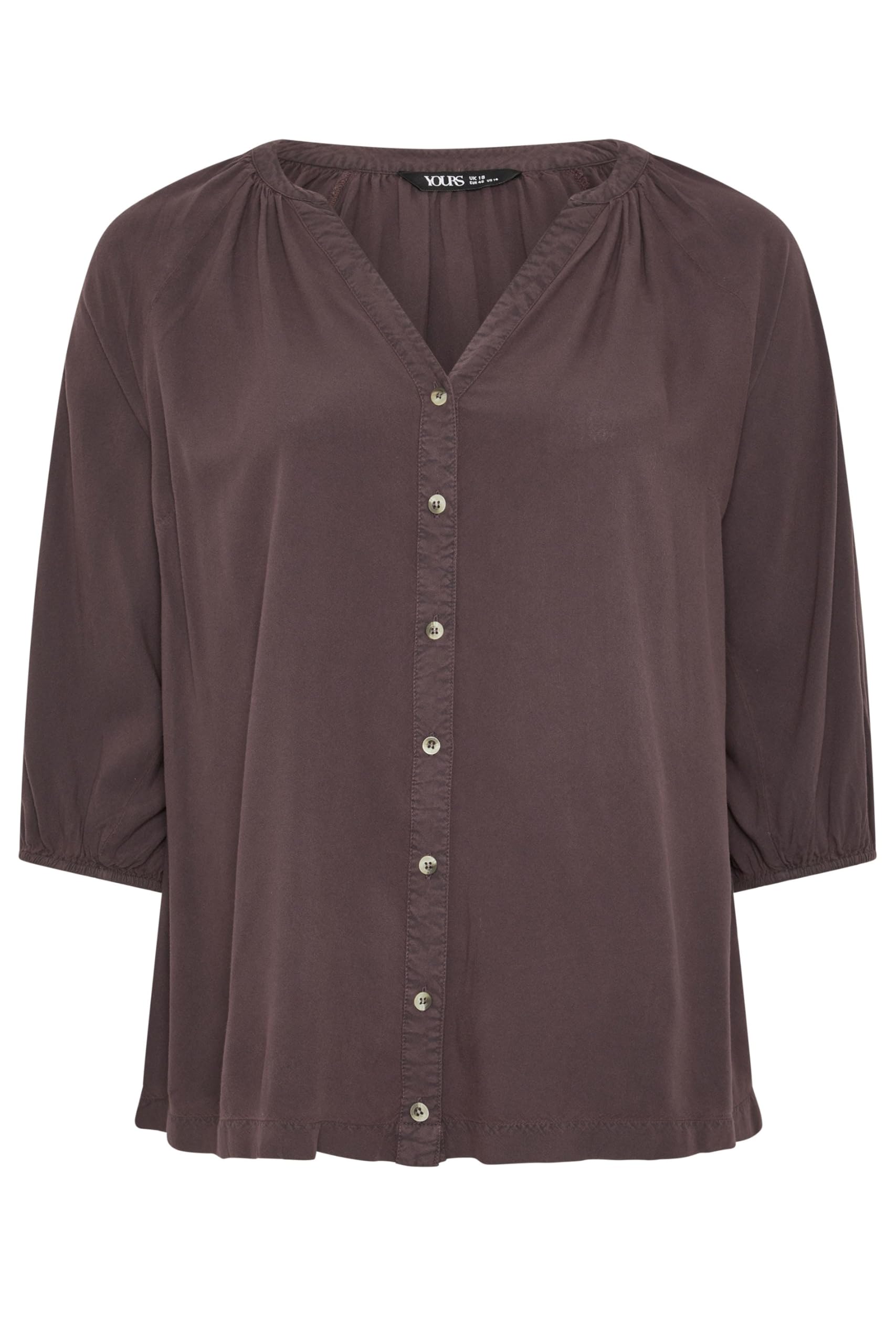 Yours Women's Chocolate Chambray Blouse In | : 22/24