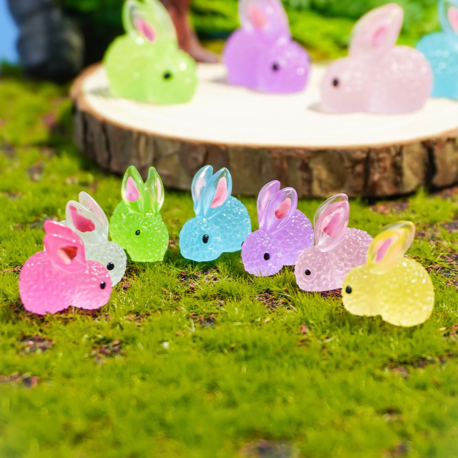 Lot de 500 figurines miniatures lumineuses en forme de petits lapins - Accessoires de jardin - Décoration de jardin