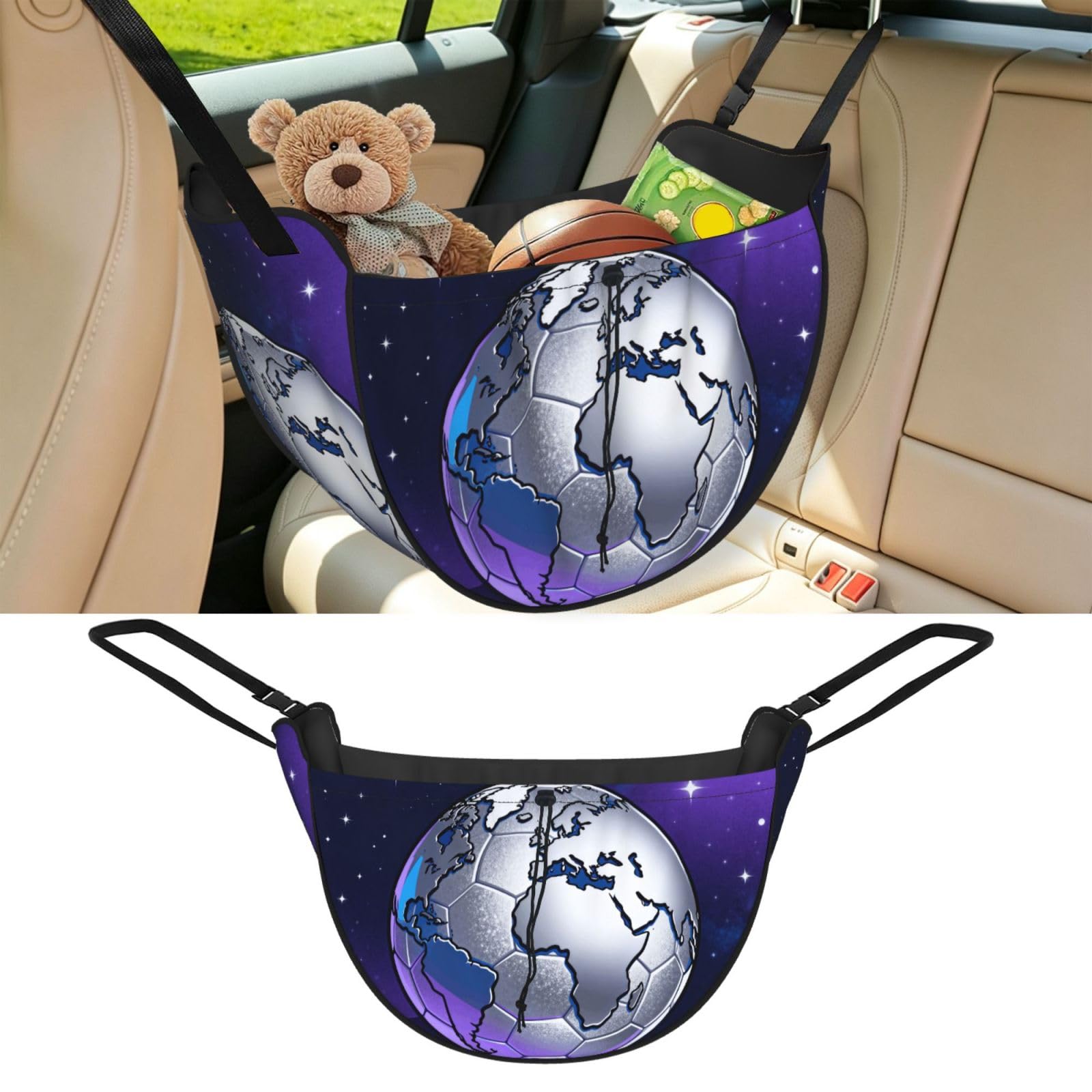 Cntdbu Black Ball Planet Space Car Seat Organizer-Backseat Storage Bag For Travel