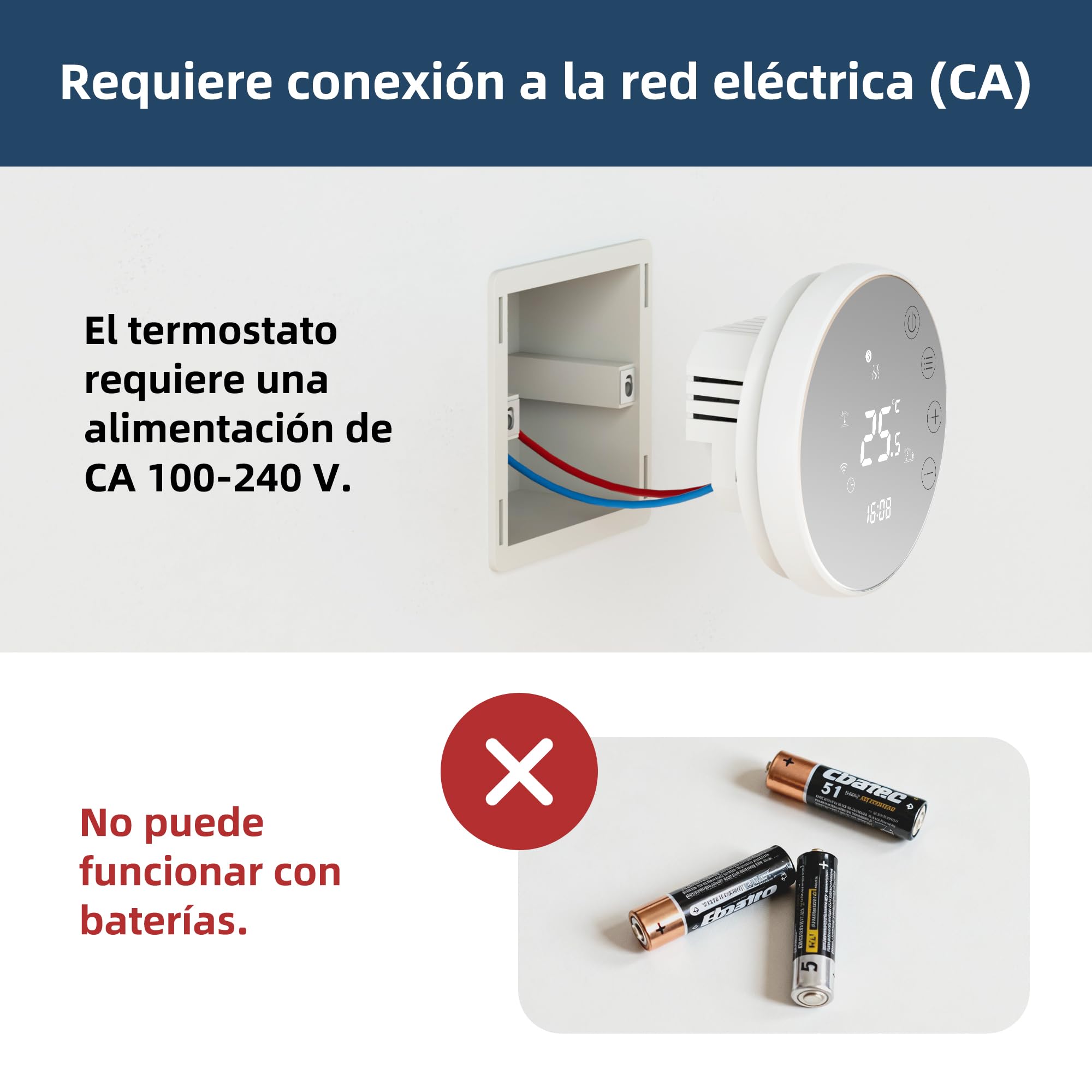 Termostato Wi-Fi para calderas de calefacción, con programación semanal y función de Control por Voz. Compatible con Google Assistant y Alexa, Compatible con la aplicación Tuya/Smart Life. TGR86 220V