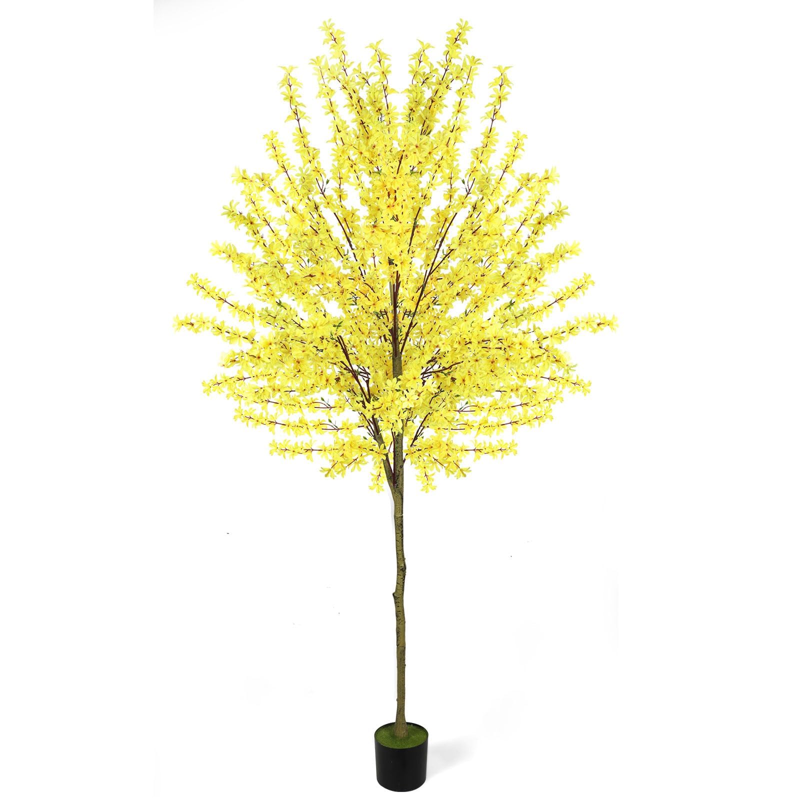 Forsythia artificiel de 1,8 m de haut avec fleurs en soie jaune