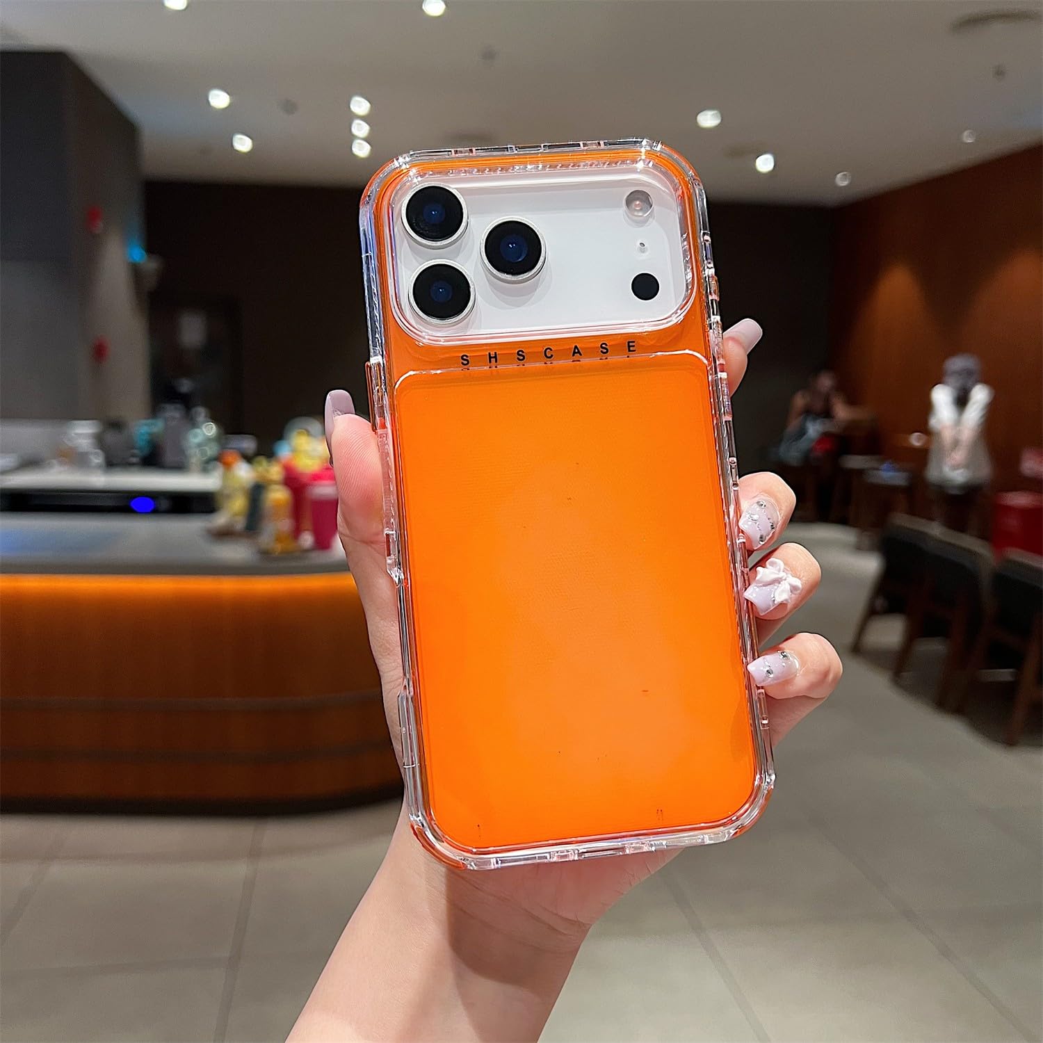 Coque silicone orange transparent résistant aux chocs iPhone 12 Pro Max