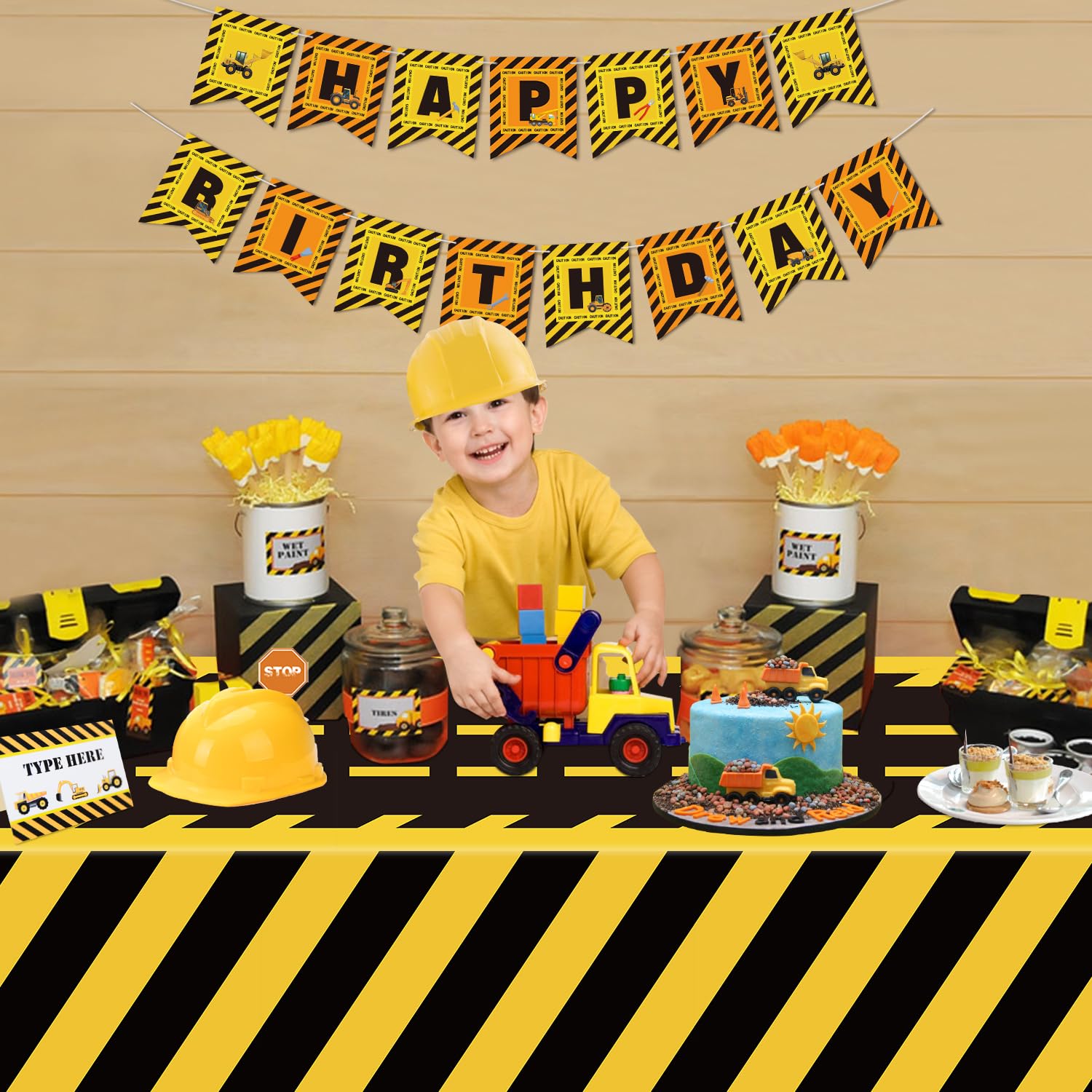 Juego de 4 manteles de construcción para fiestas de carretera, decoraciones de fiesta de camión, mantel de cumpleaños, rectangular, diseño de coches de carreras, para niños, fiestas de bebé,