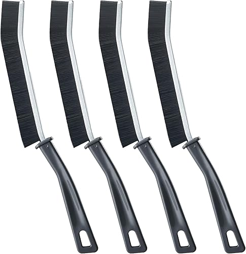4 cepillos de limpieza para huecos de grietas, cepillos de limpieza de hendiduras difíciles de alcanzar para limpiar el baño, mango largo y cepillo