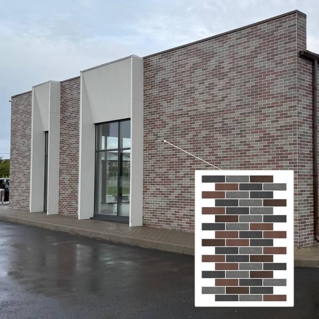 Wall Cladding, Wall Panels, Indoor/Outdoor, Brick Look, Facade System, Panels 9 m², 322 Mix Grey Brown