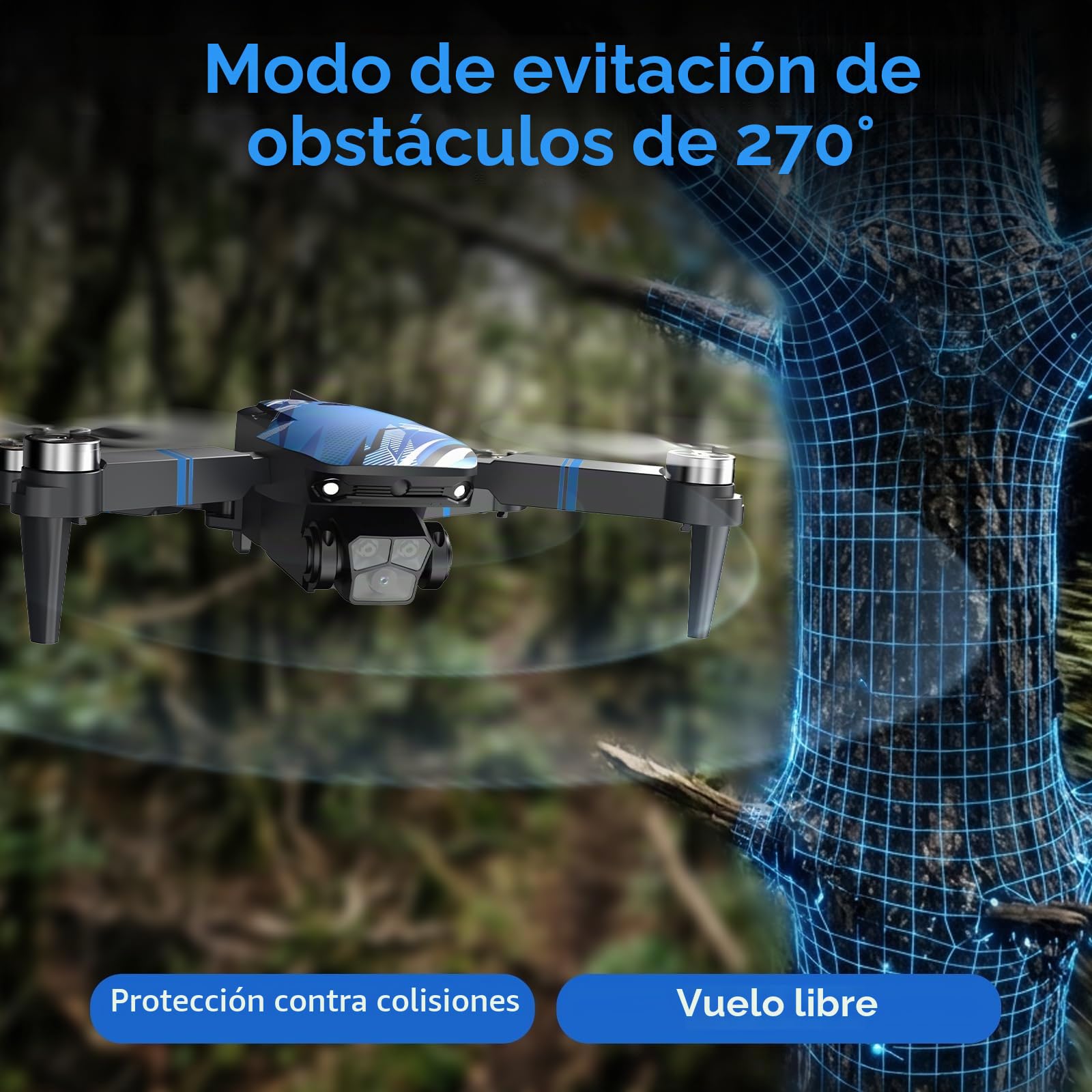 Dron con Cámara 4K Drone para Adultos, Pantalla LCD RC, FPV Live Vídeo Mini Drones, Esquiva de Obstáculos en 270°, 3D Flips, RC Cuadricóptero plegable para principiantes, Tarjeta SD hasta 32GB