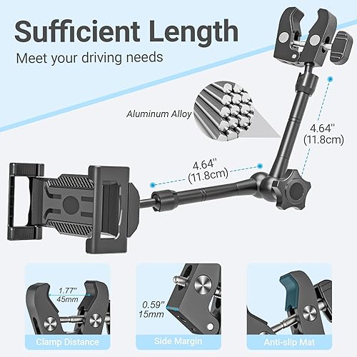 Miniatura 3 de Soporte metálico para tablet de coche para espejo retrovisor, rotación de 360, brazo mágico para espejo retrovisor, soporte para todos los