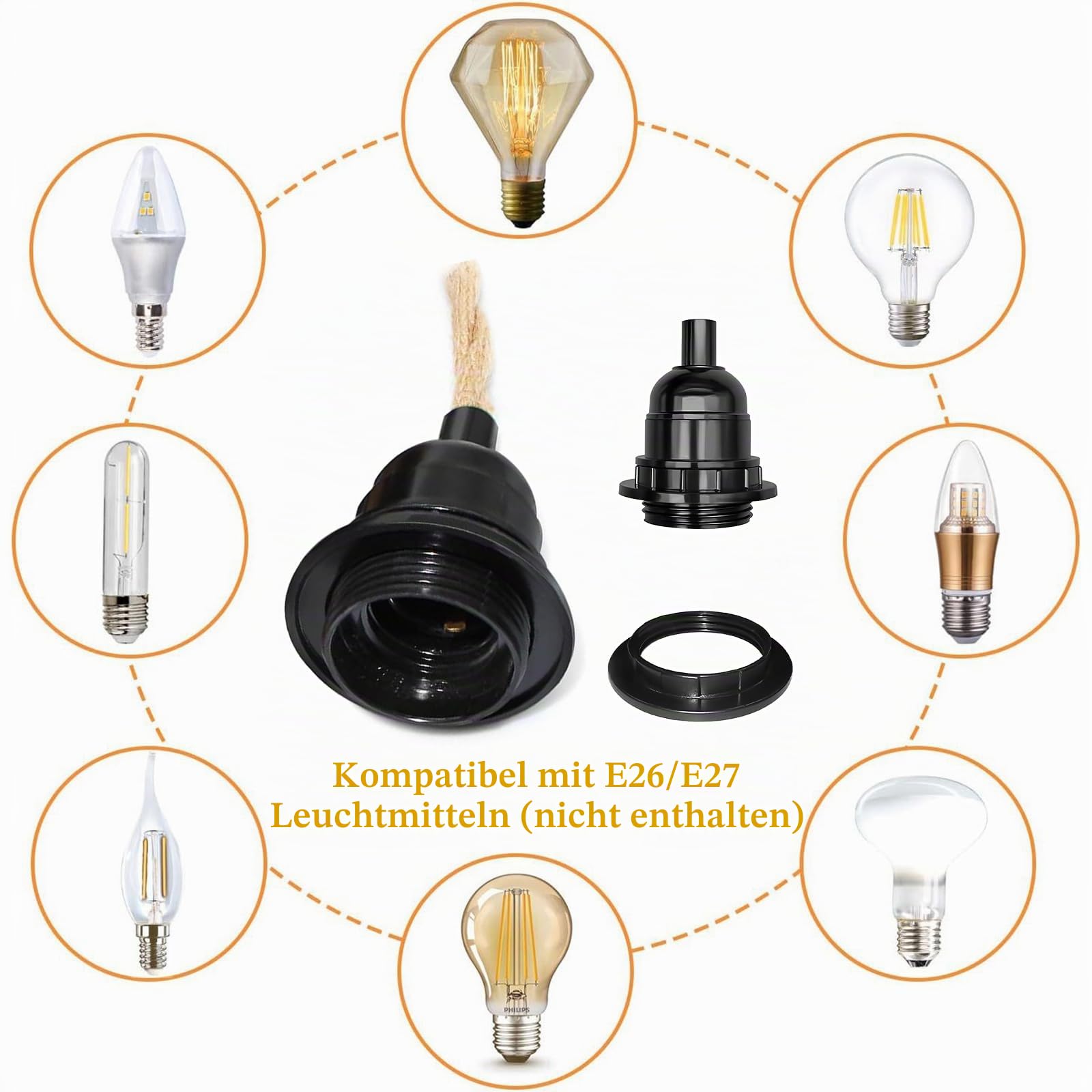 Hanfseil Pendelleuchte 2 Flammig, Lampenschirm Hängelampe mit Stecker