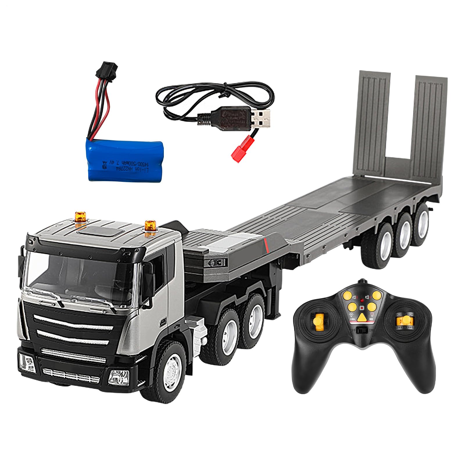Semirremolque Control remoto Semi-Camion RC coche y camión control remoto escala 1/24 vehículo de construcción eléctrico control remoto 2 4 GHz con remolque