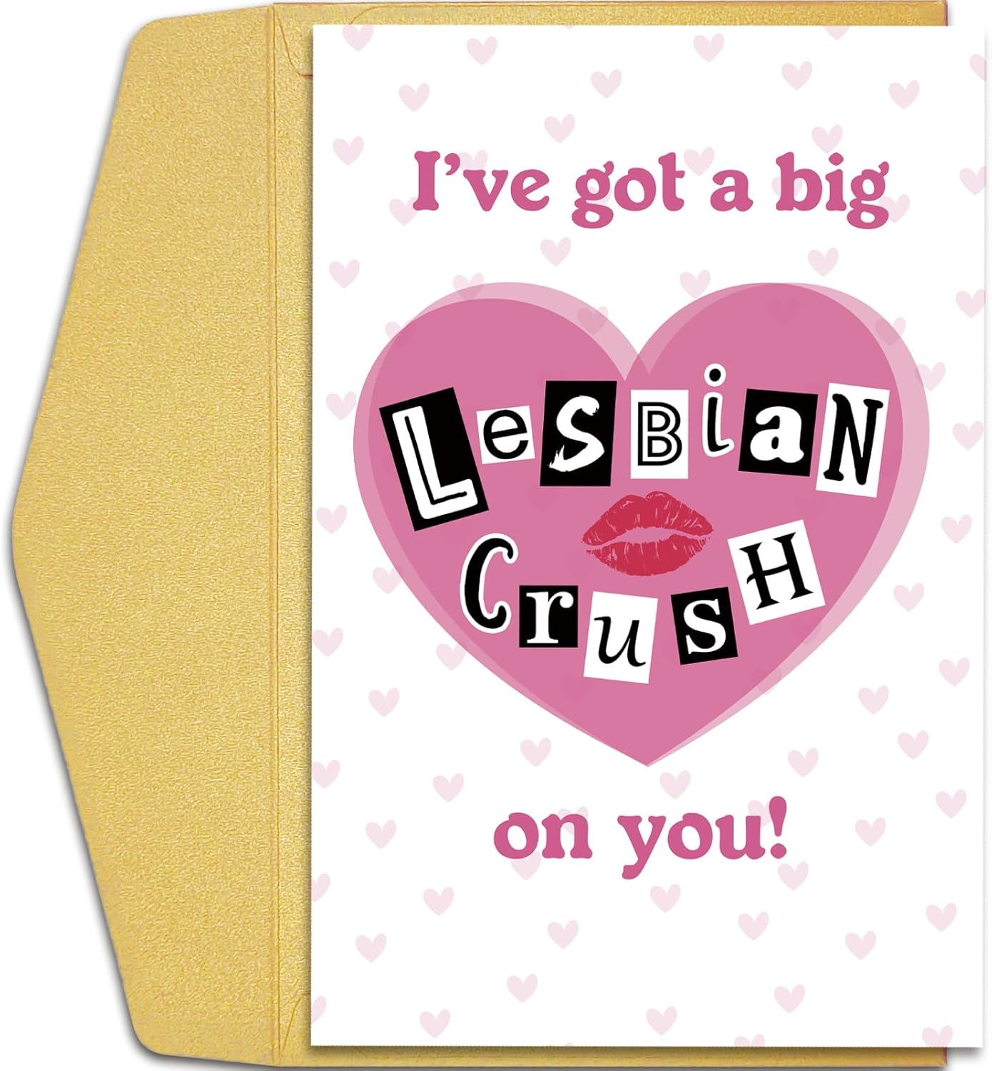 Qiliji Funny Lesbian Valentine's Day Card, Valentine's Day Card for Lesbian Couple, LGBTQ Love Valentines Day Card for Her, Galentine's Day Card for Women Lady, I Got A Big Lesbian Crush On You Card