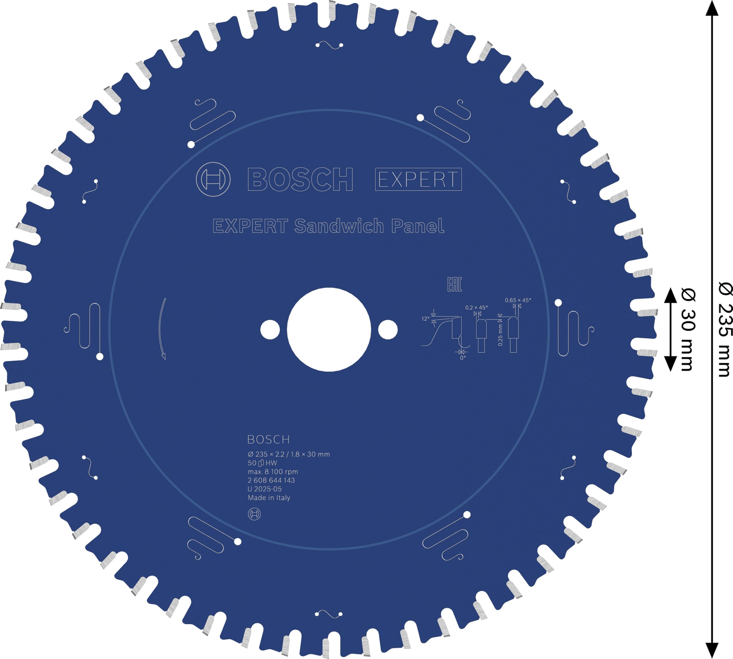 Bosch Profesional 2608644143 - Disco de sierra circular CSB Expert SandwichPanel: 235x30x50D