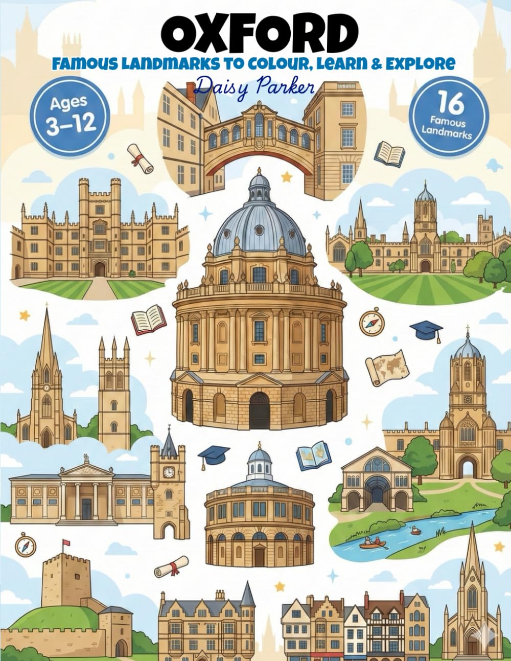 Oxford Landmarks Coloring Book for Kids: Fun & Educational UK City Coloring Pages for Kids Ages 3-12 (UK Cities Landmarks Colouring Books for Kids)