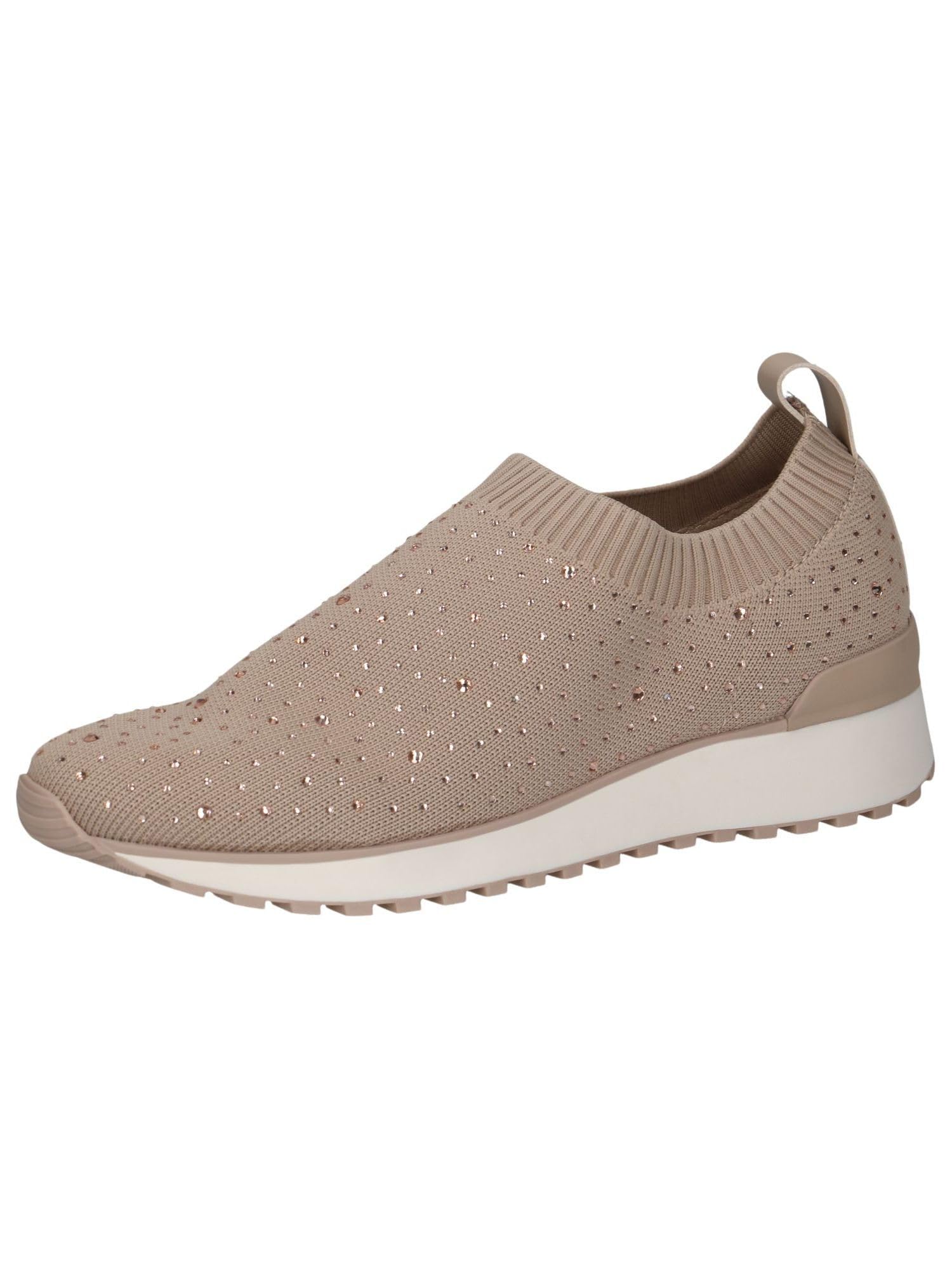 CAPRICE Women's Slip-on Sneakers Without Laces for Slipping on, Beige (Sand Knit), 6.5 UK