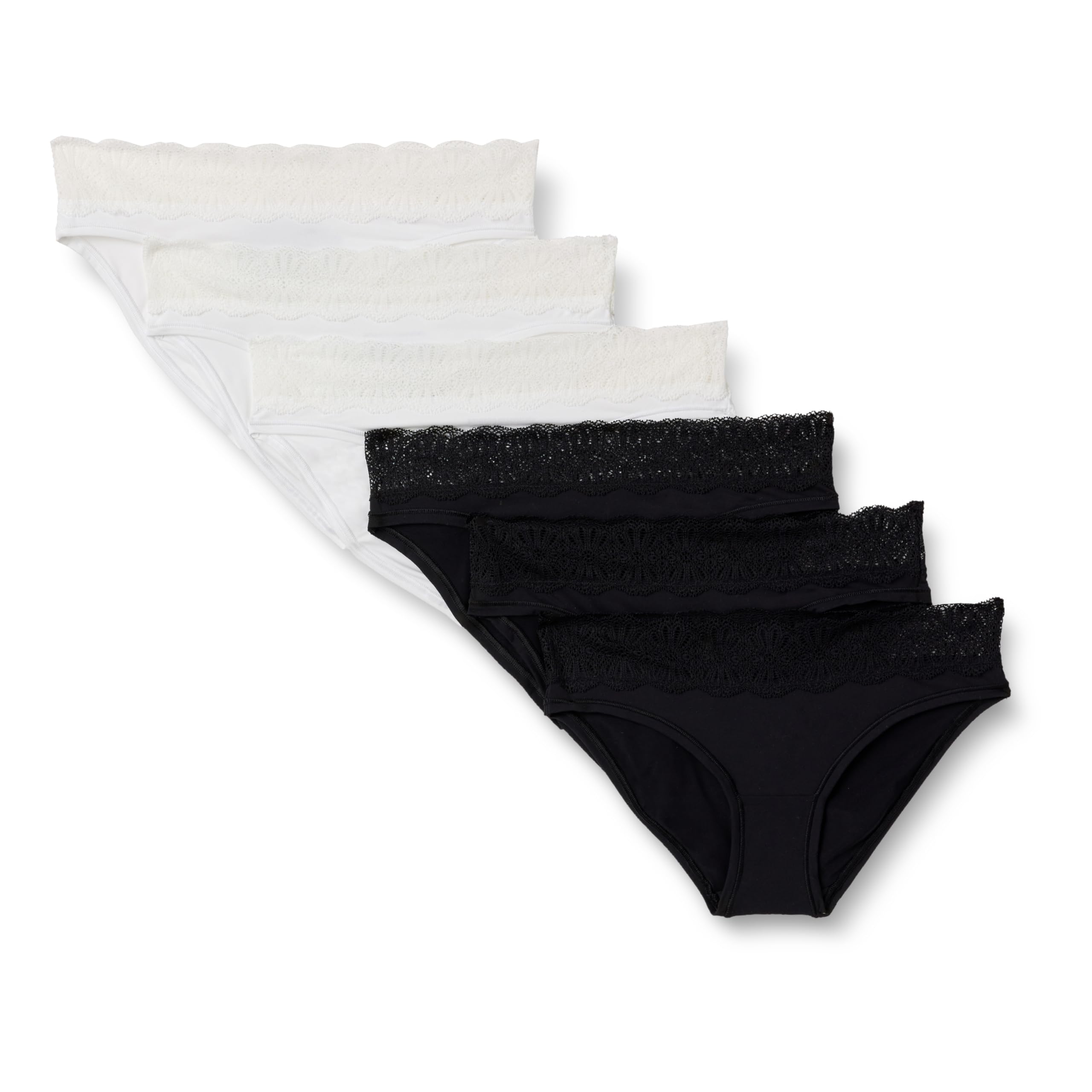 Amazon Essentials Womens Peached Microfiber with Lace Trim Bikini Panty