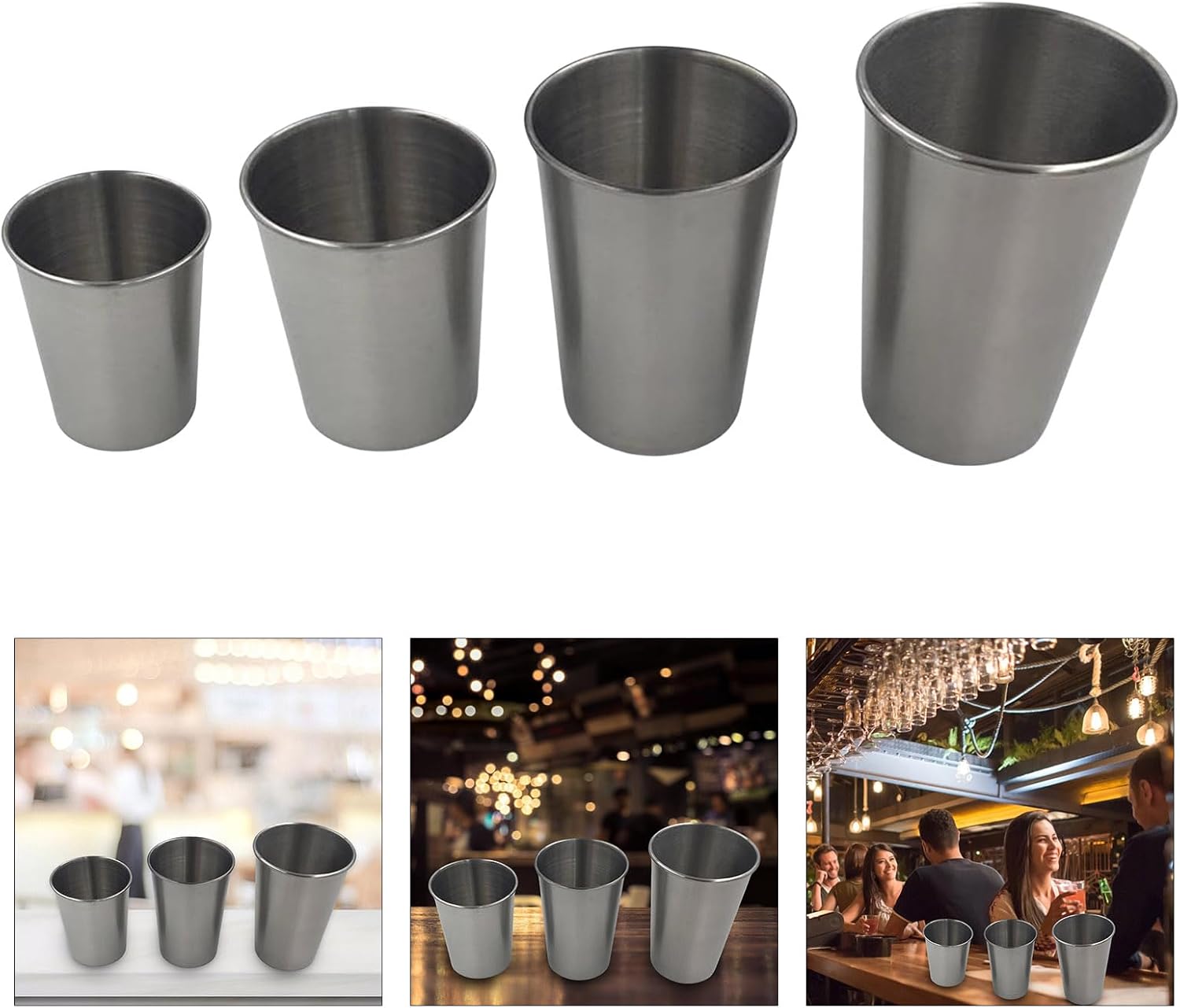 Set of 10 Thermal Cups Functional Beer Cups Stainless Steel Tumblers for Beer Lover and Enthusiasts Metal Water Cup
