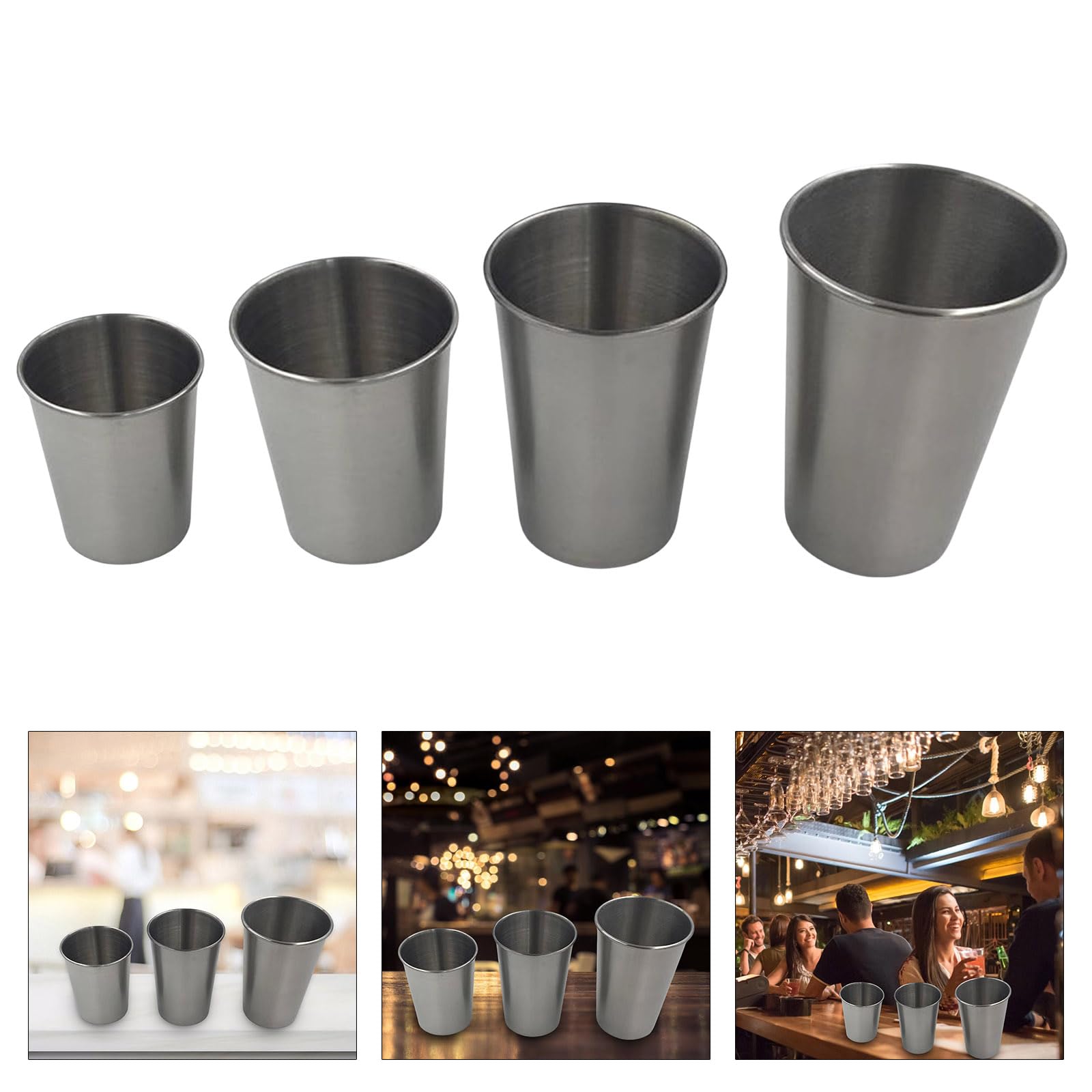 10 Stück Edelstahl Trinkgläser, tragbare Bierbecher, perfekt für Grillabende, Camping und den Haushalt, Edelstahl Bierbecher