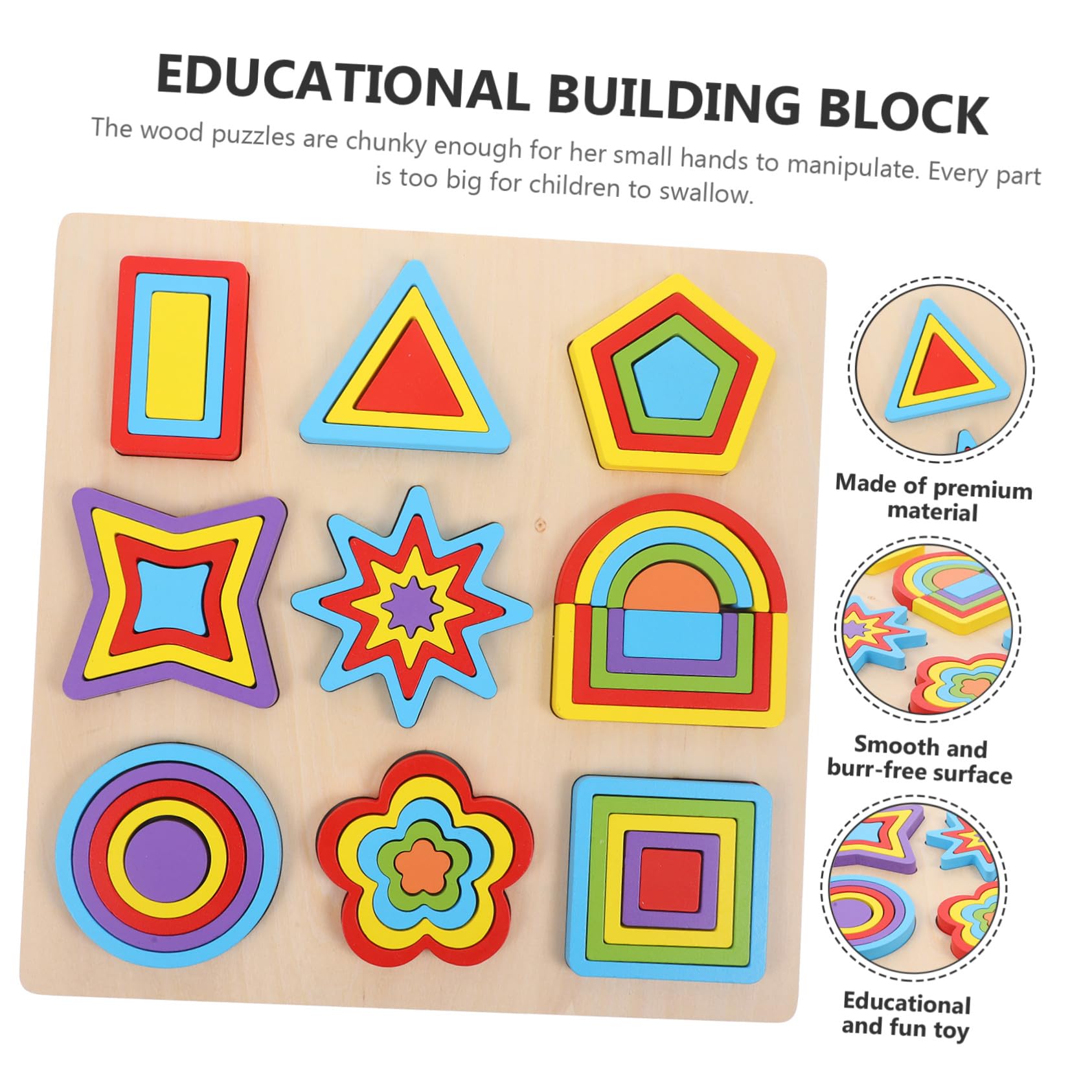 Montessori Bloques de Madera Educativos para Rompecabezas de Formas Geométricas de Construcción para Desarrollo Cognitivo y Coordinación Mano Portátil para Bebés y Pequeños