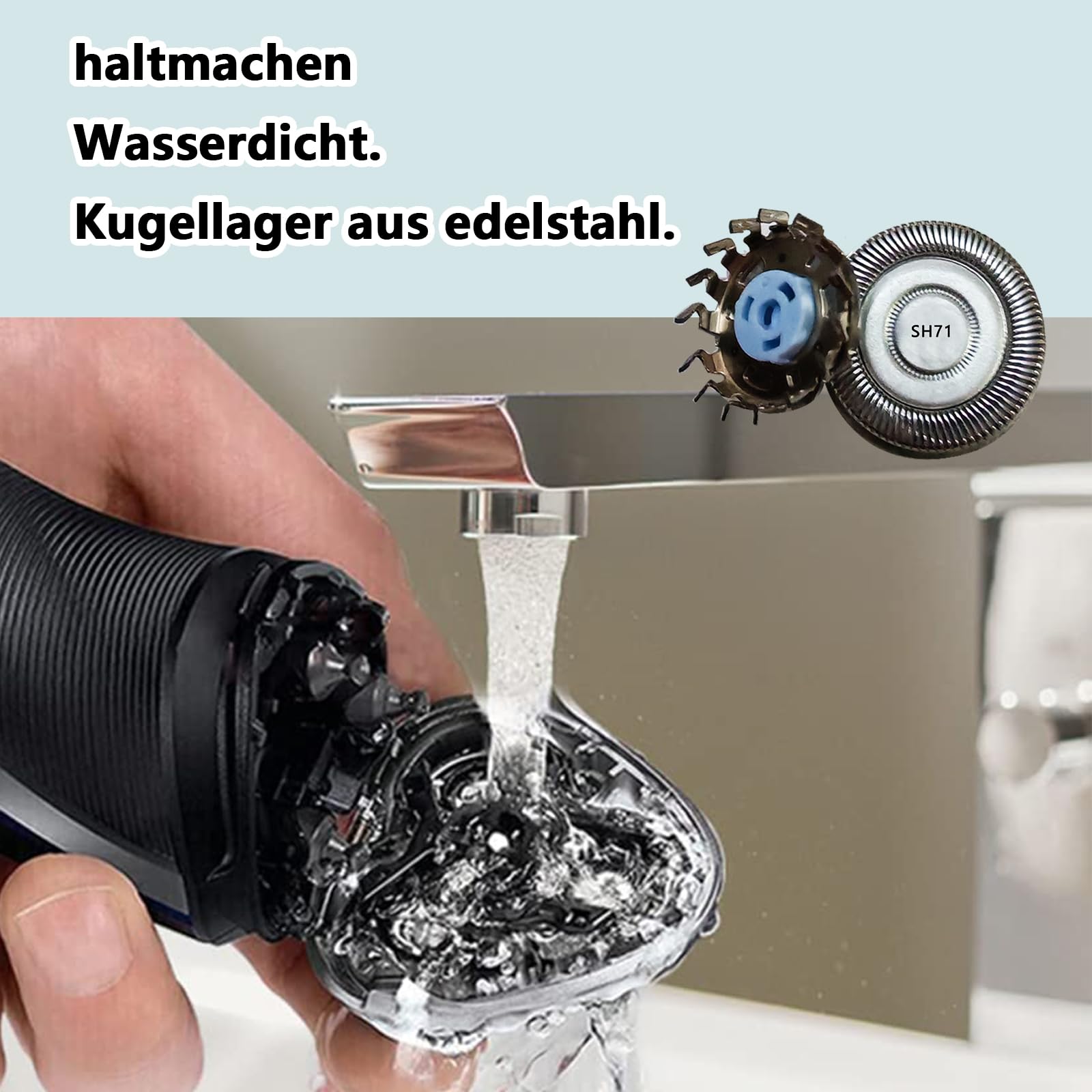 [3 Stück]SH71 Ersatzscherköpfe kompatibel mit Philips,für Shaver Serie 7000 (S7XXX) und eckige Serie 5000 (S55XX) Scherköpfe Rasierern,mit Reinigungsbürste - 4