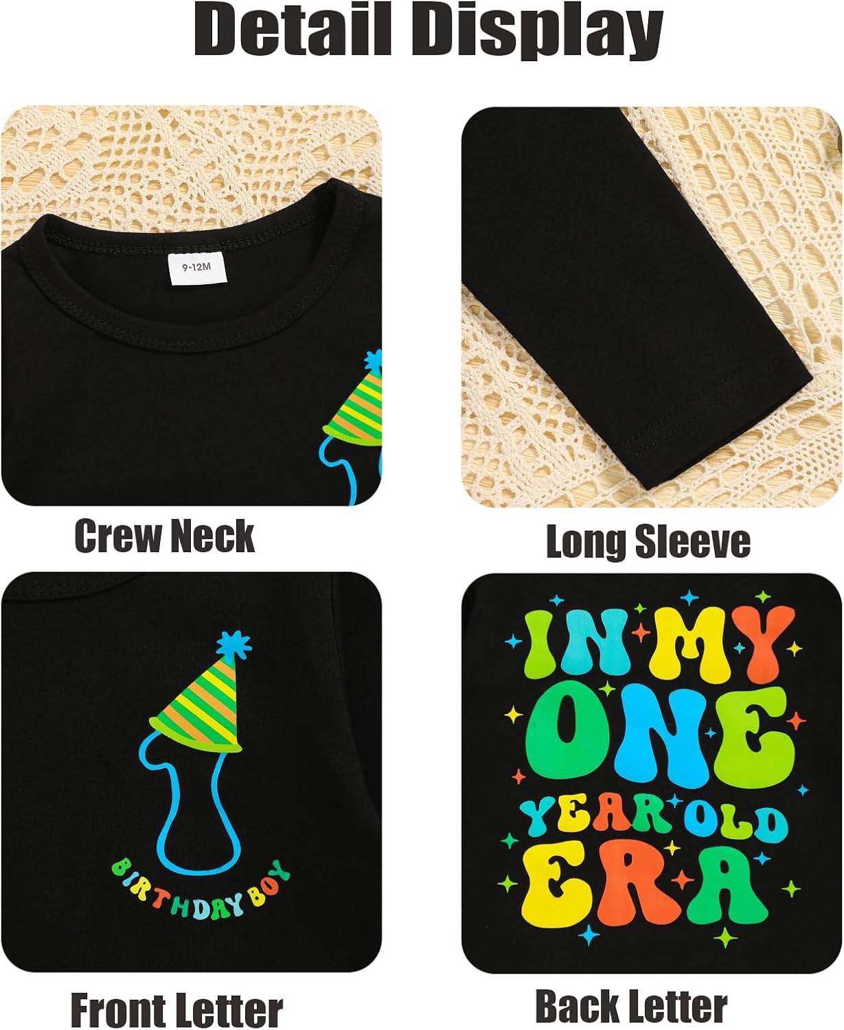 First Birthday Shirt Baby Boys One Year Old Tops 1st Birthday T-Shirt Cotton Long Sleeve Clothes Outfit - Image 5