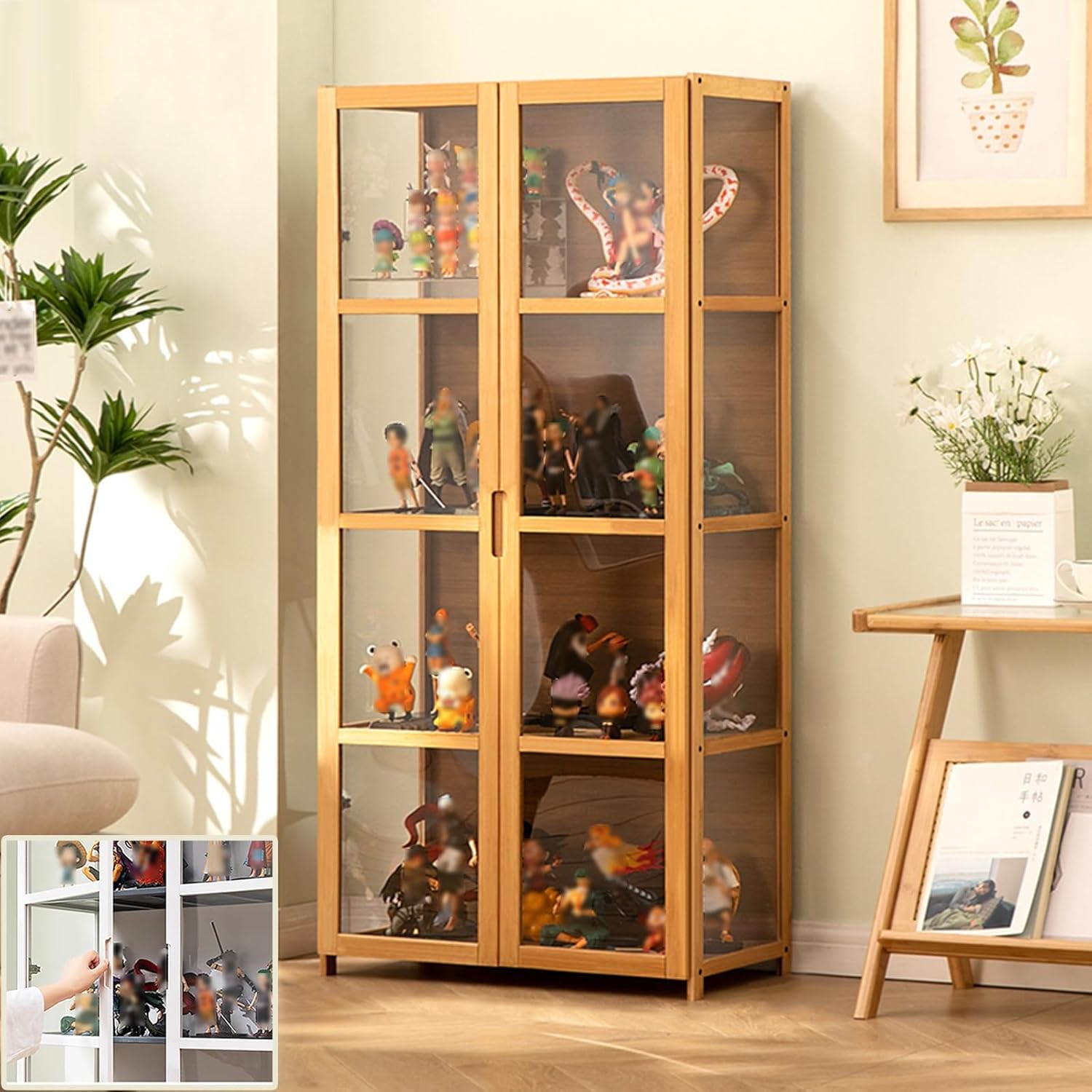 Transparent Multi-Layer Display Cabinet,Display Cabinet for Collectibles, Acrylic Display Case, The Cabinet Adopts a Flip Door Design, Which is Transparent, Dust-Proof and Easy to Access (Na