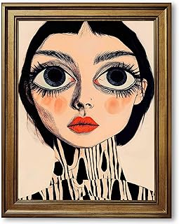 12 Fireplace Hearth Decor Ideas for Seasonal Warmth 74 Gold Framed Vintage Surreal Wall Art Print Mystical Large Eyes Girl Canv...