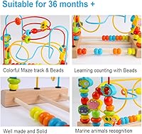 Vista 4 de Timy Primera montaña rusa con cuentas de madera, juguete educativo circular para niños pequeños
