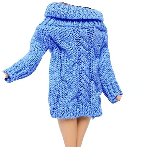 Miniatura 4 de BJDBUS Suéter de cuello alto de invierno azul para accesorios de muñeca de niña de 11.5 pulgadas