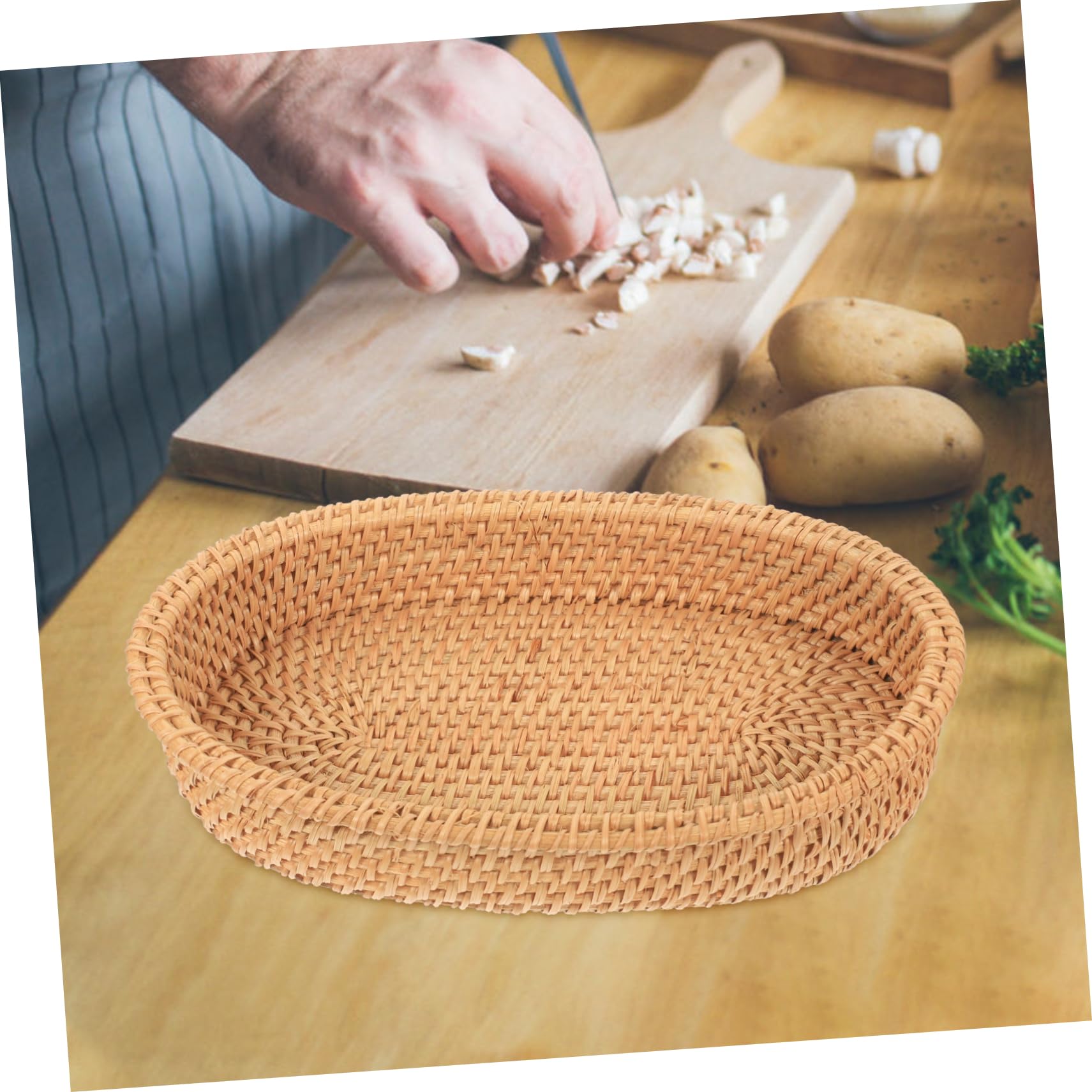 VINTORKY Fruit Storage Basket Safe Dessert Basket Christams Bread Baskets Woven Tray Basket Woven Basket Woven Fruit Bowl Small Wicker Baskets Woven Storage Baskets Decor and Rattan