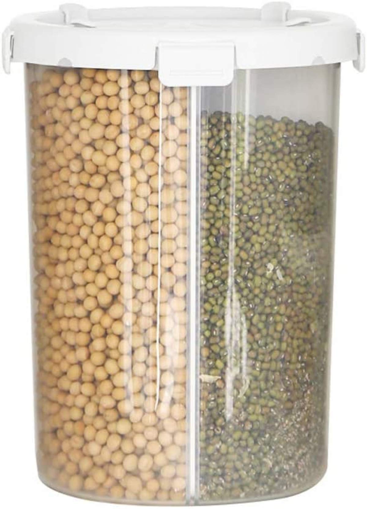 Dispenser di cereali da cucina in plastica con 4 griglie per farina, grano, riso, scatola portaoggetti grigia con coperchio sigillato per contenitore per alimenti secchi nization domestico
