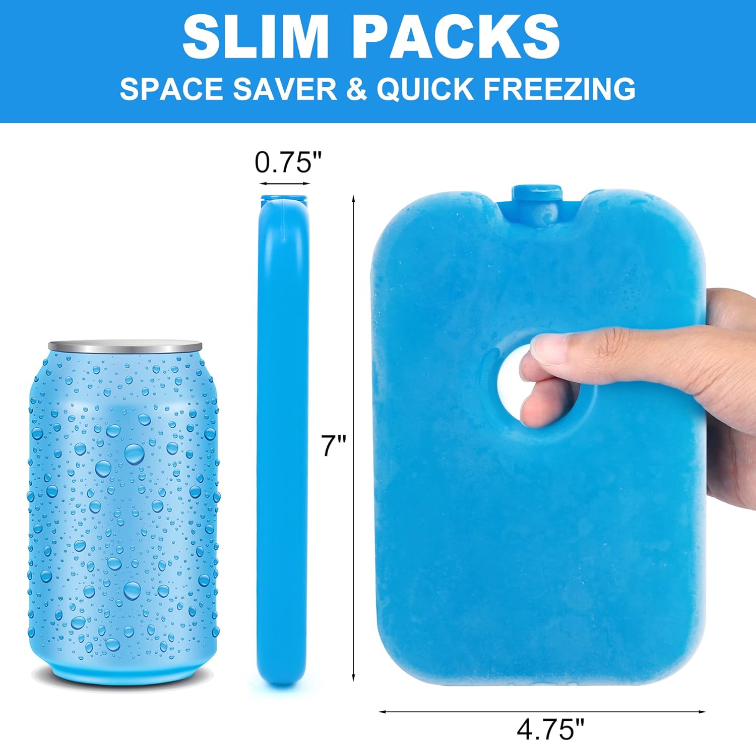 LotFancy Ice Packs for Cooler and Lunch Box, Reusable Freezer Packs for Lunch Bags, Slim Blue Ice Blocks, Long Lasting, Refreezable Flat Cool Packs for Food, Drinks, Milk - Image 3