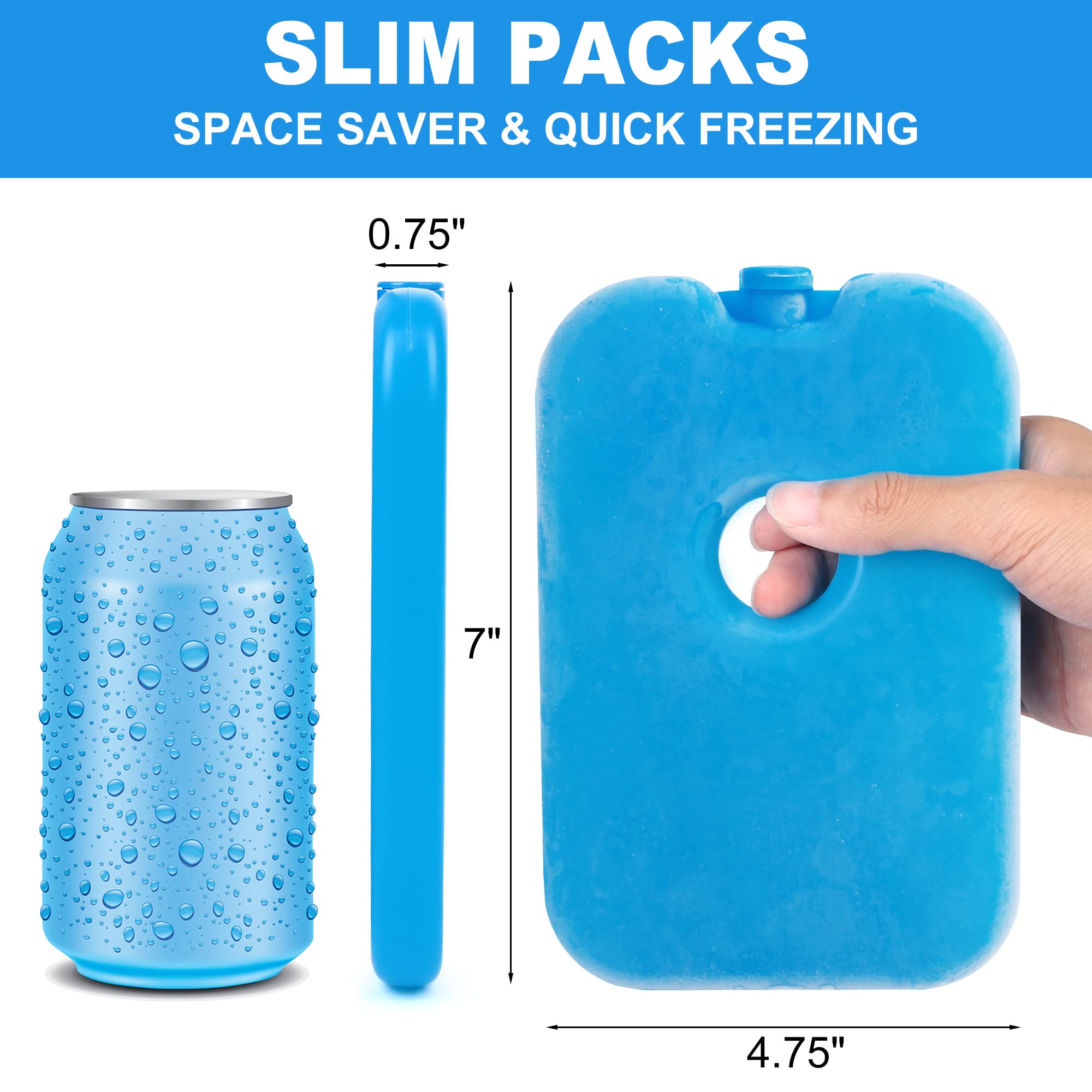 LotFancy Lot de 6 Sacs de Glace réutilisables pour congélateur, Longue durée de Vie, Blocs de Glace Bleus, réutilisables pour Aliments, Boissons, Lait