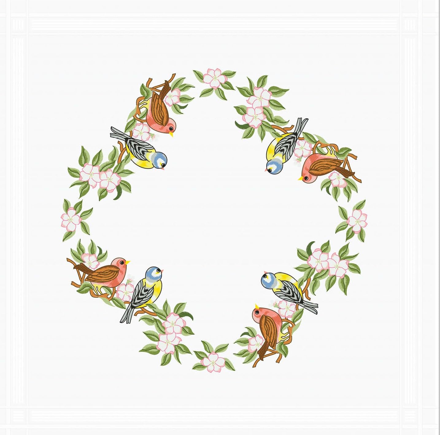 Kit Broderie Nappe Colibri KAMACA - Point De Tige Et Point Plat, Coton Pré-imprimé 80x80cm