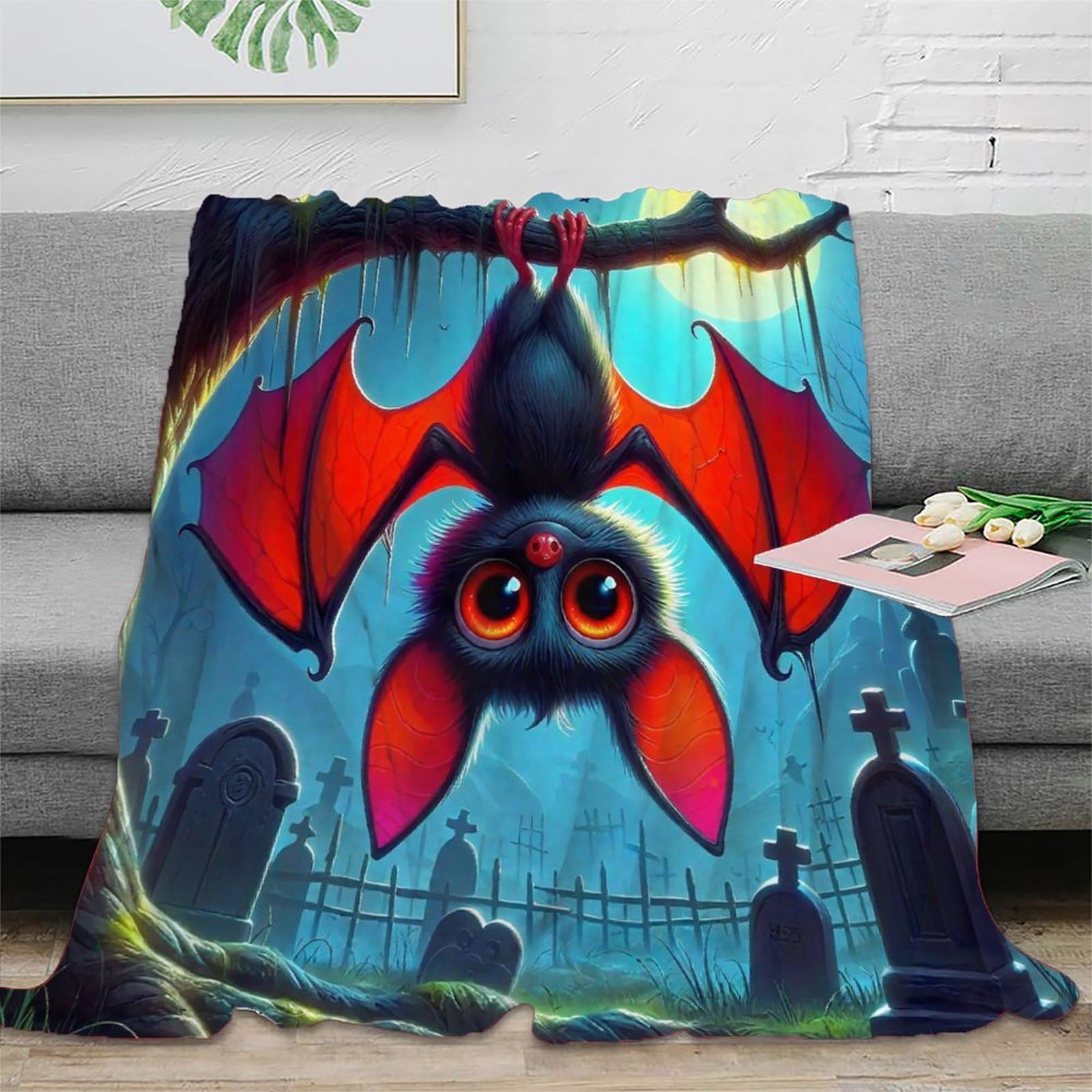 Couverture chauve-souris 3D en microfibre 180x200cm jeté de lit chaud