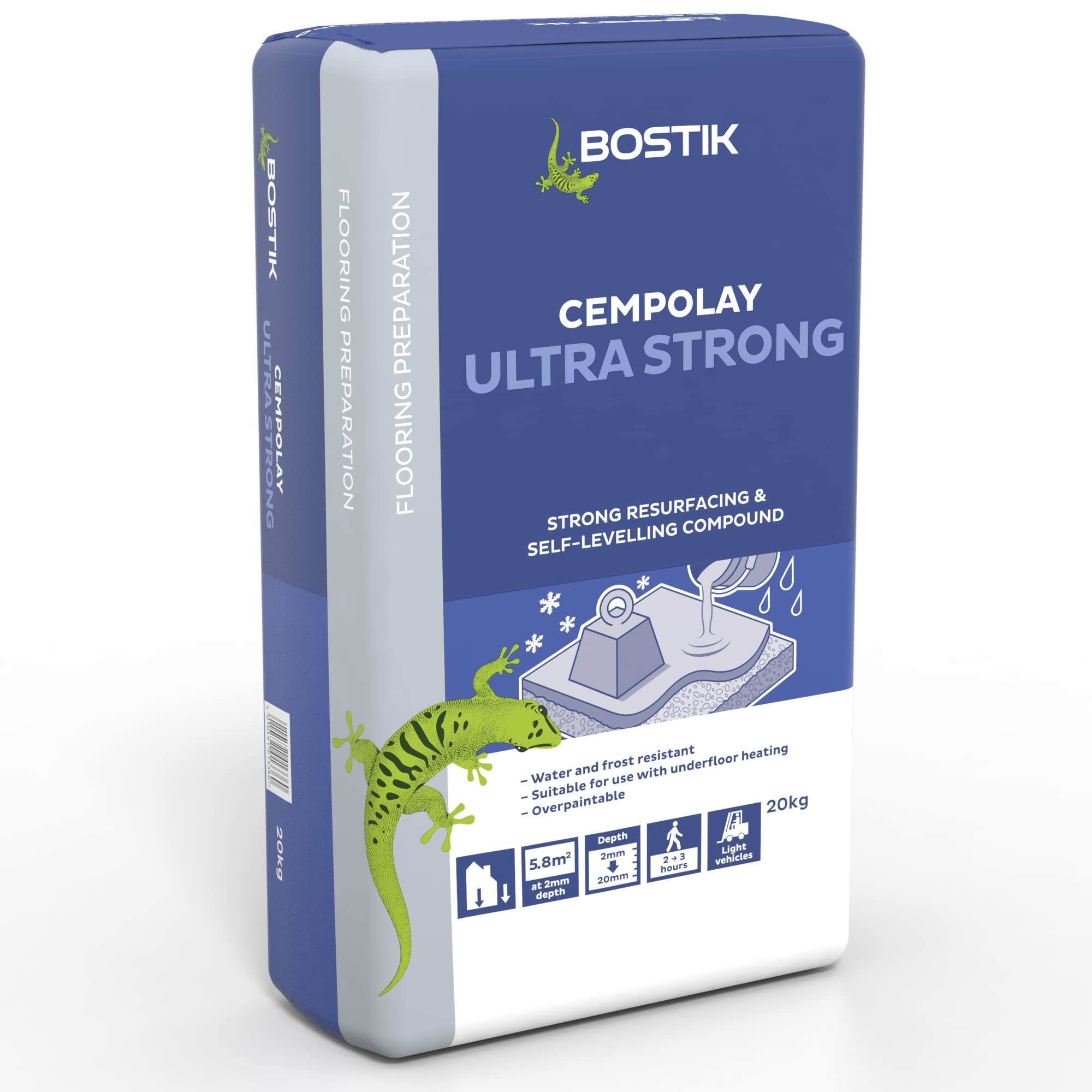 Bostik Cempolay Ultra Strong Smoothing Compound, Suitable for Internal and External Uses, Self-Levelling, Fast Setting, Water & Frost Resistant, 20kg