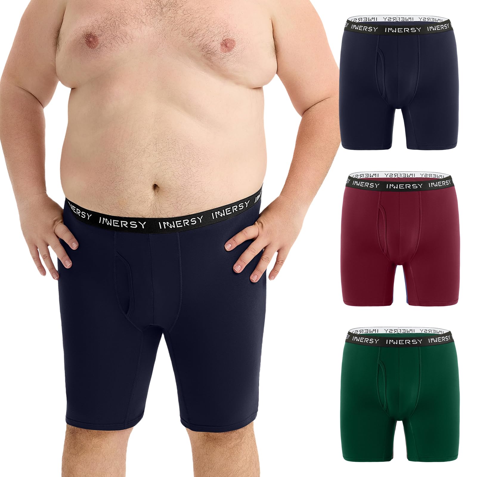 INNERSY Big and Tall 8.5 Long Leg Boxer Briefs
