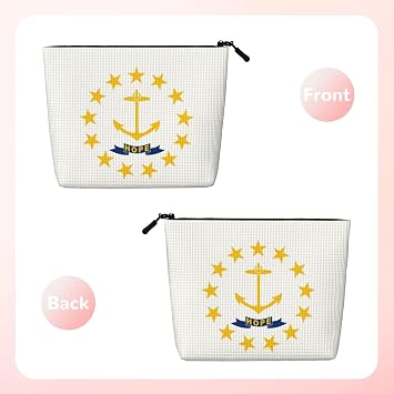 Rhode Island State Flag print Travel Makeup Bag Toiletry Bag akeUp Purse Pouch with Zipper Makeup Organizer for Women, Black, One Size