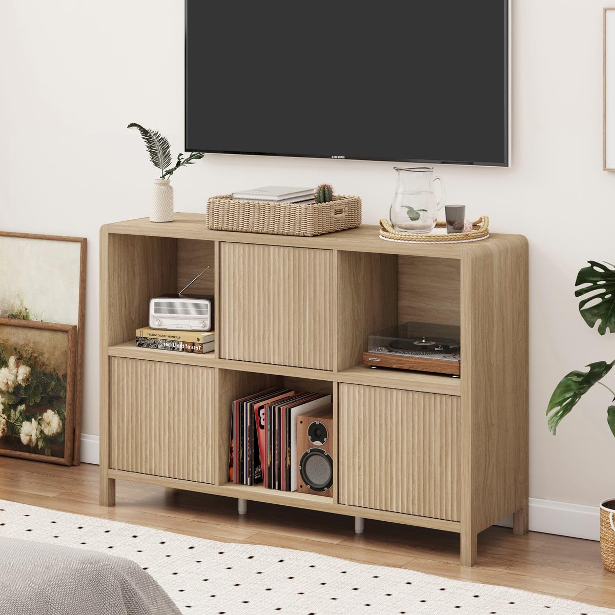 Amazon.com: FATORRI 6 Cube Horizontal Bookshelf with 3 Doors