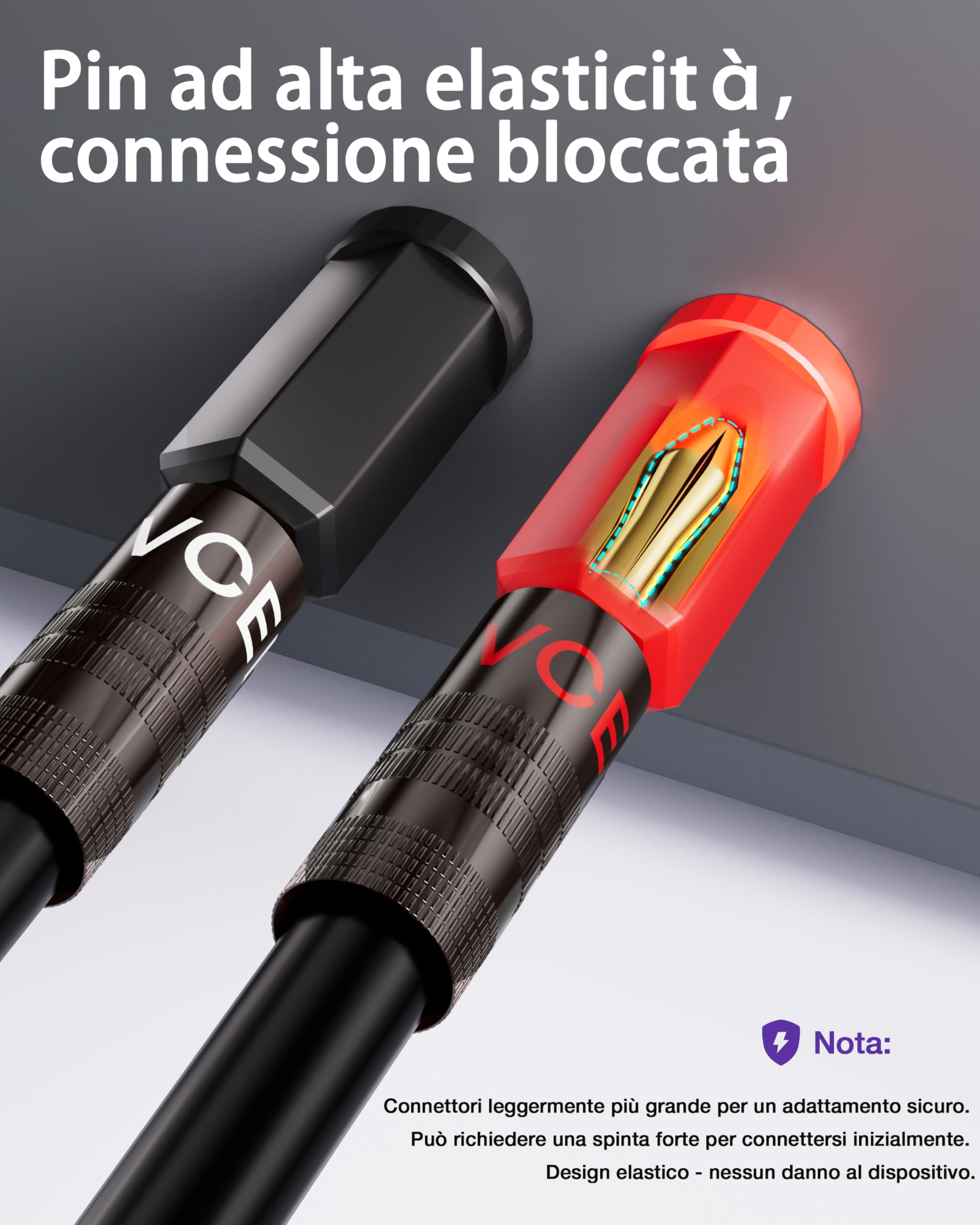 VCELINK 4mm Connettori a Banana, Placcate in oro 24K Connettori Banane Hifi a Doppia Vite per Fili da 12-18 AWG, Piastra a muro, Amplificatore, Home Theater, 4 Pezzie