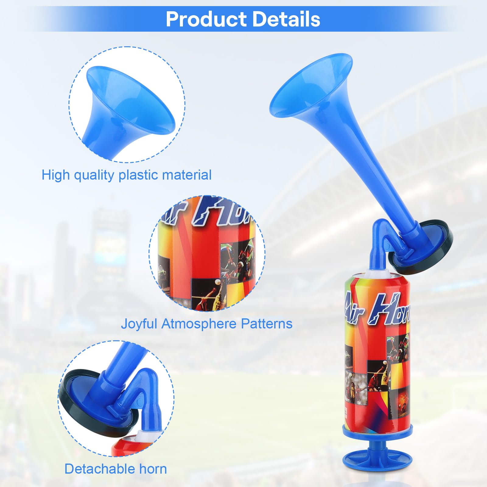 Tromba Stadio ad Aria Manuale,Air Horn per Partite di Calcio, romba Manuale con Pompa Ad Aria per Partite di Calcio, Eventi Sportivi, Nautica, Celebrazioni