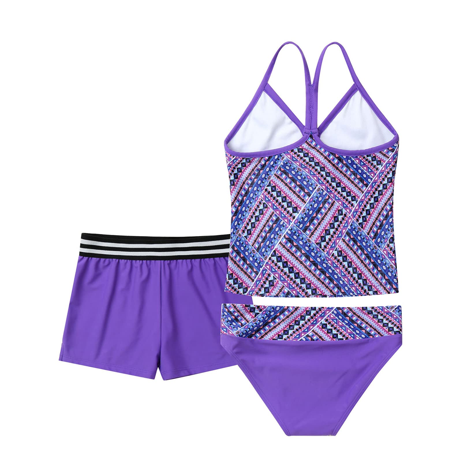 Kaerm Kids Girls Rash Guard Triangle Bikinis Tankini Sets Athletic Gym Dance Swimwear Swimsuit Purple 4 Years