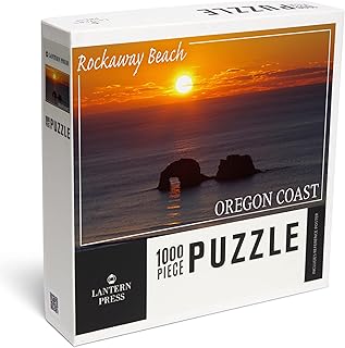 Rockaway Beach, Oregon, Rockaway Beach Sunset (1000 Piece Puzzle, Challenging Jigsaw Puzzle for Adults, Made in USA)