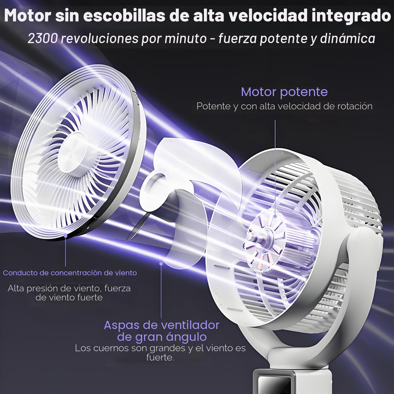 WIWOLER Ventilador de Pie Silencioso con Mando, Inalámbrico, 4 Alturas 110cm, Motor DC 30dB, 10 Velocidades, 80° Auto+90° Manual, Temporizador 10H, Luz 3 Niveles, Aromaterapia, Dormitorio Salón