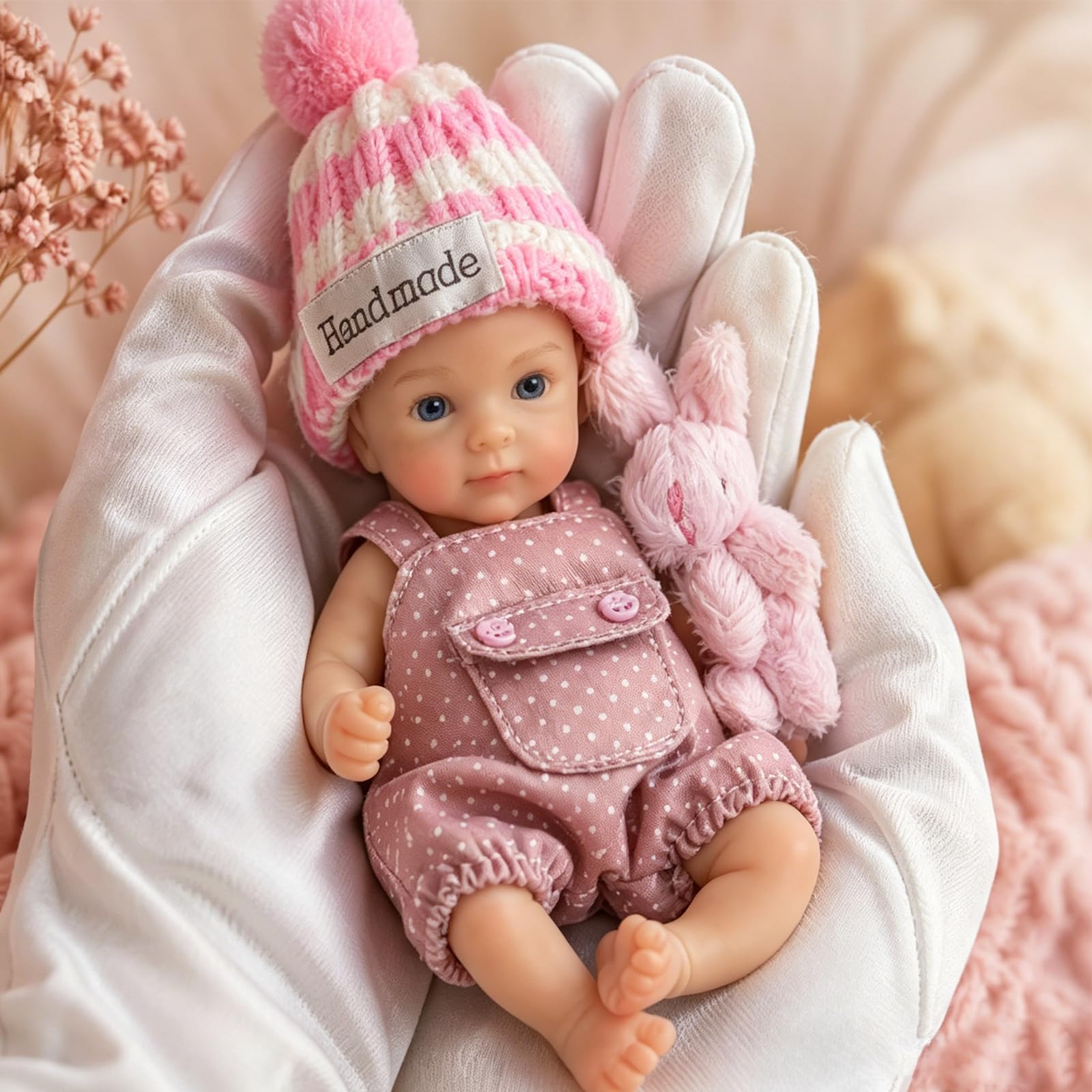 Aniiyy 6inch Mini Reborn Silicone Baby Doll Girl Realistic Miniature Babies Stress Relief Therapy Sensory