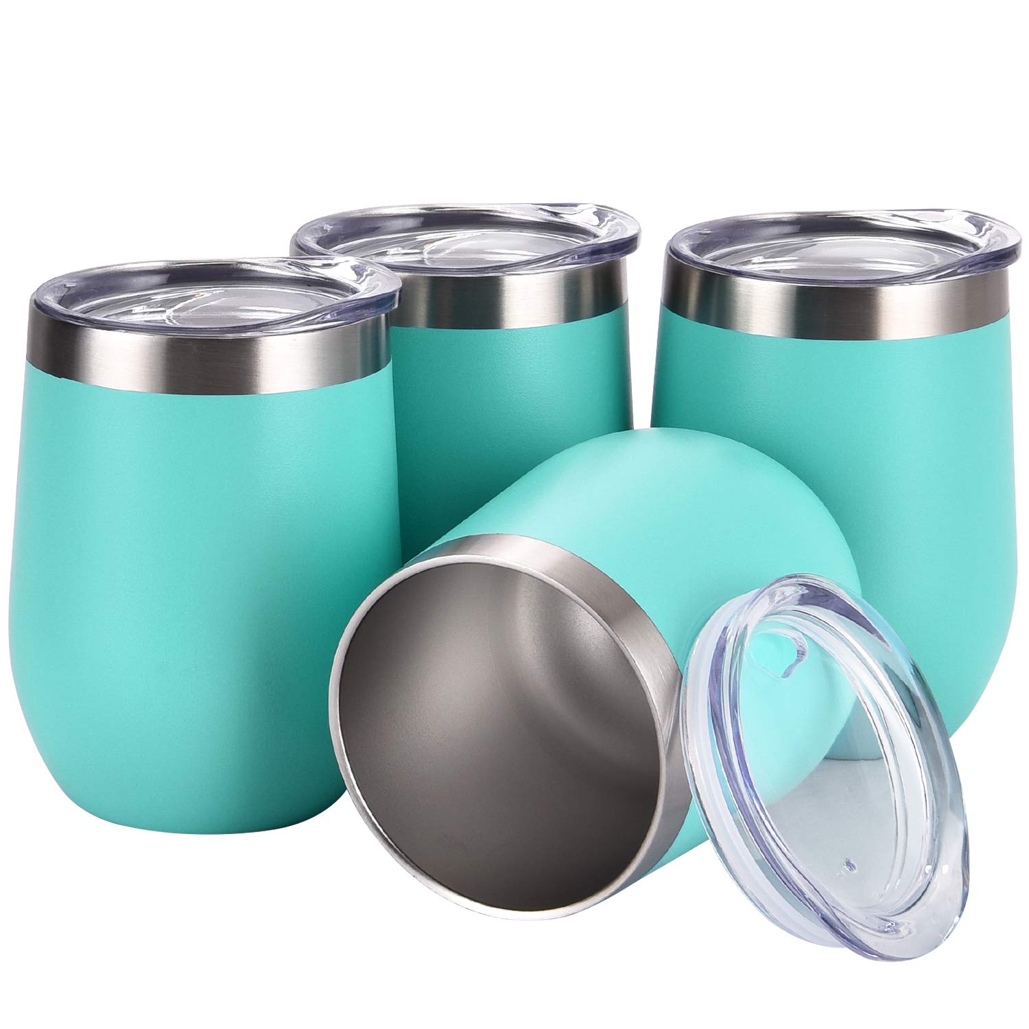 Amazon.com | 4 Pack 12Oz Stemless Wine Tumbler Wine Glasses Set Stainless  Steel Wine Tumbler Cups with Lid and Straw Set of 4 Shatterproof - Novelty  Gifts for Men Women or Family