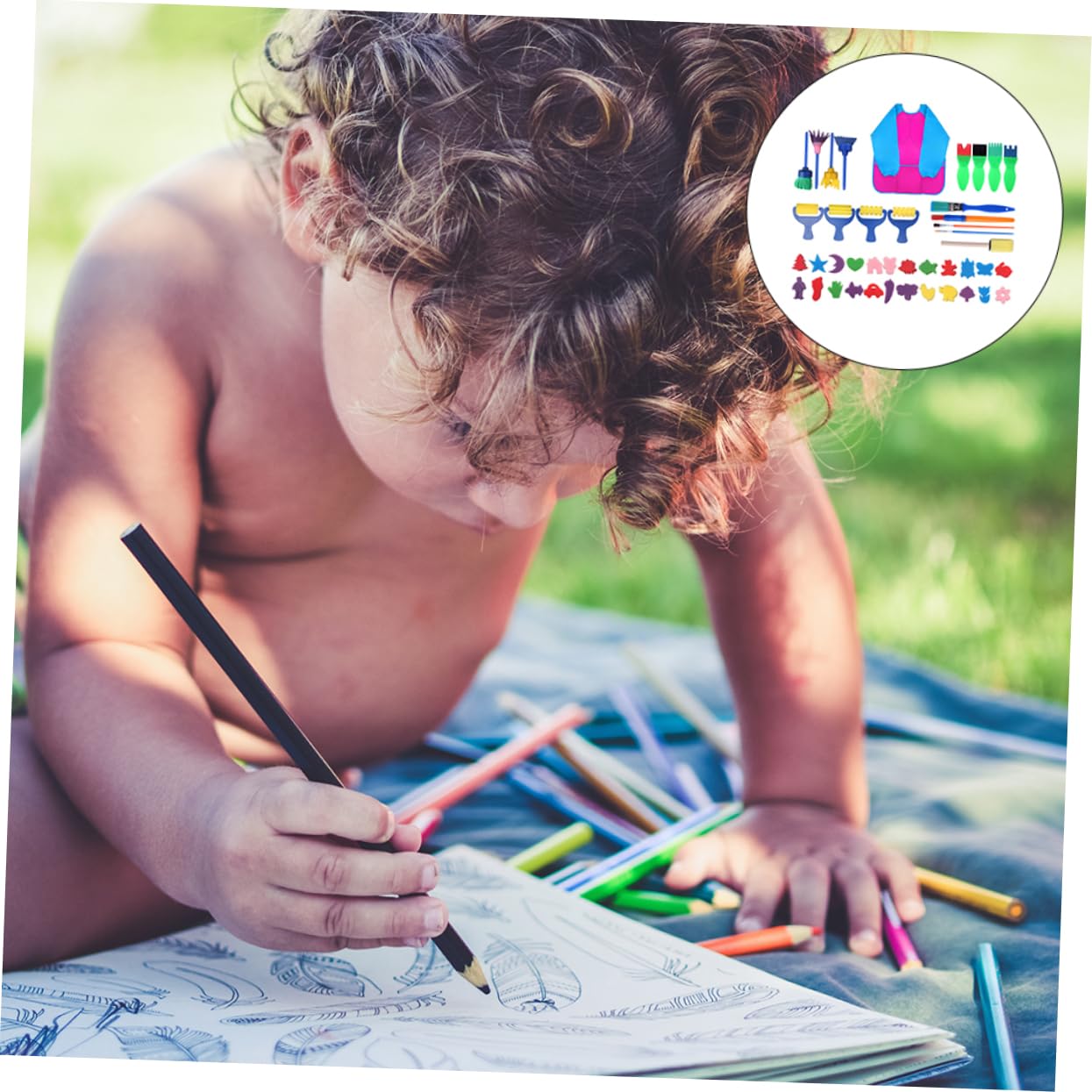 IWOWHERO Sponge Paint Brush Set 42 Piece DIY Eva Sponge Brush Safe Sturdy for Kids Random Color