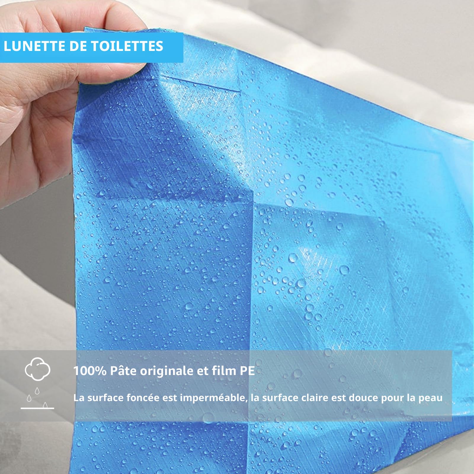 60 Pièces Housse de Siège de Toilette Jetable,Protege Toilette Jetable,Convient aux adultes et aux enfants, idéal pour les voyages, les toilettes publiques, emballé individuellement (Bleu)