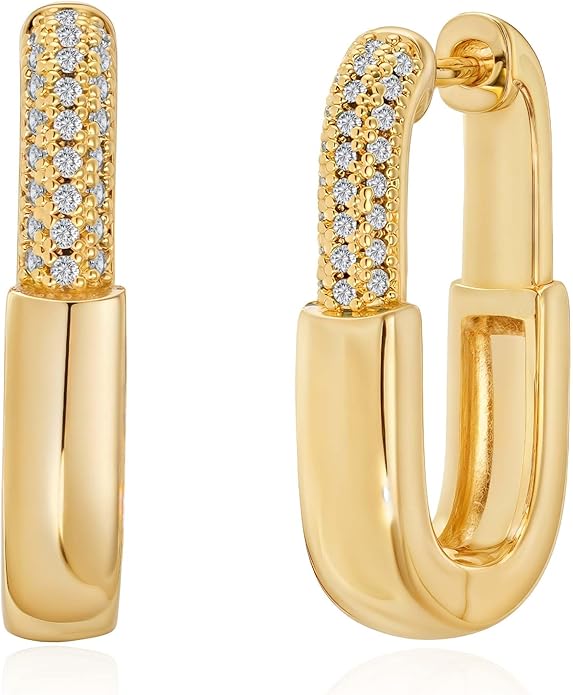 FETTERO Hoop Earrings for Women, 14K Gold Plated Lightweight Huggie Leaf Snake Bar Gold Hoops, Hypoallergenic Gold Earrings for Women Ear Piercing Jewelry